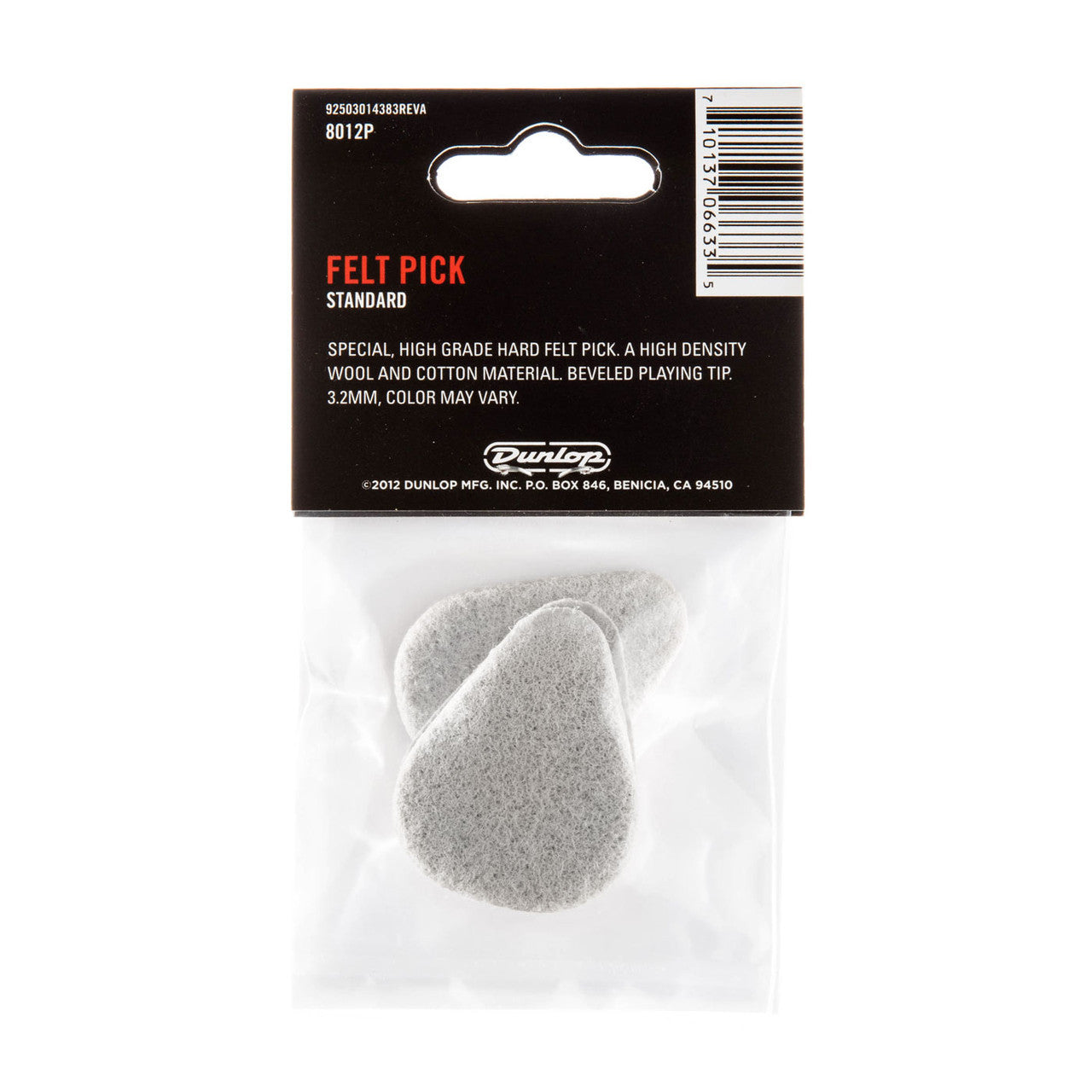 Pick Gảy Đàn Guitar Jim Dunlop 8012P Felt PK Standard-3PLYPK, 3pc - Việt Music