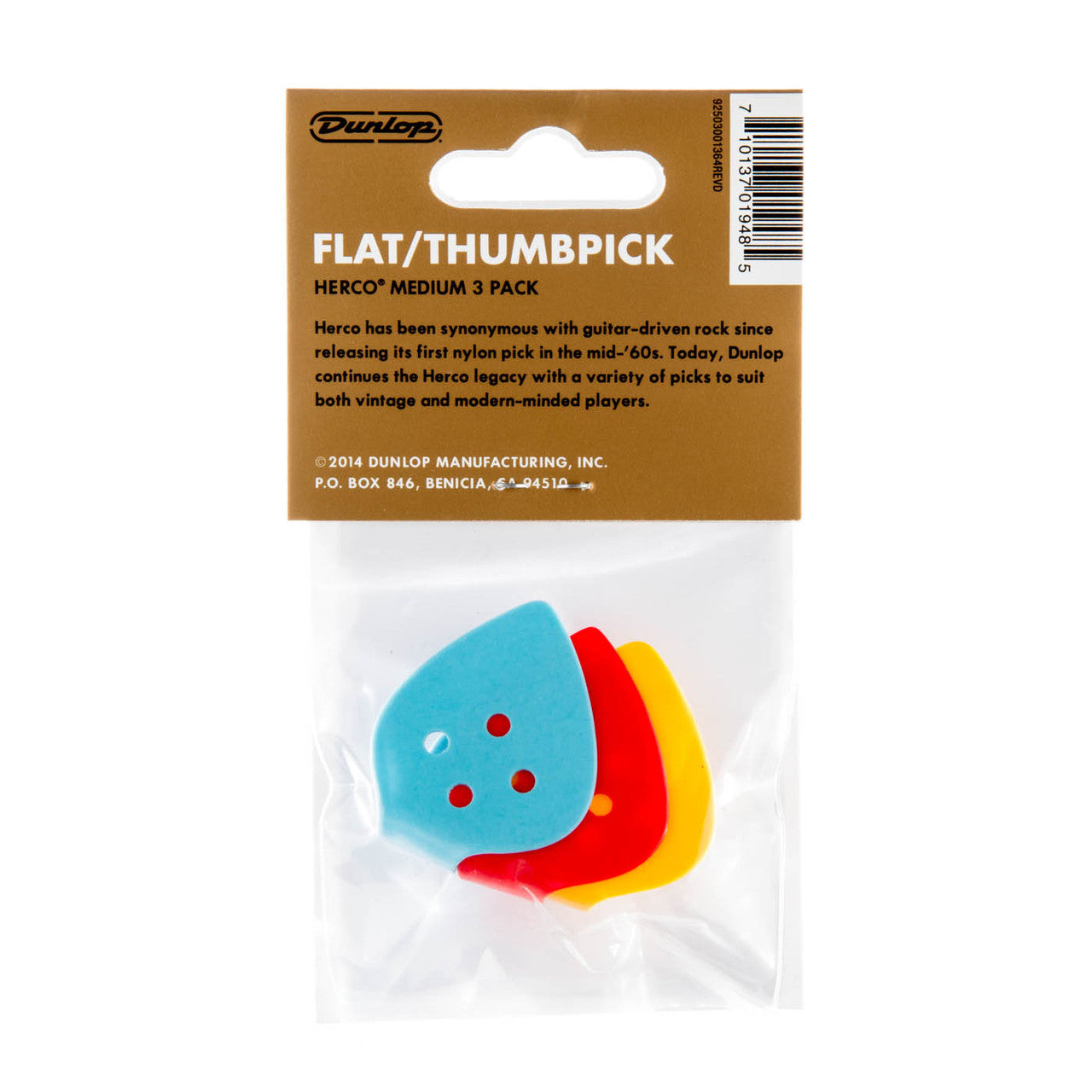 Pick Gảy Đàn Guitar Jim Dunlop HE112P Herco Medium Thumbpick, 3pc - Việt Music