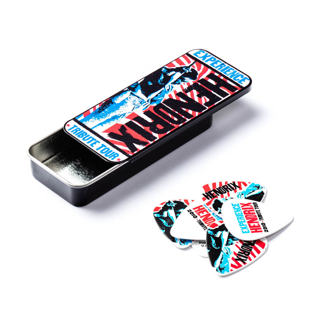 Pick Gảy Đàn Guitar Jim Dunlop JHPT09M Jimi Hendrix Tribute Tour Pick Tin, 12pc - Việt Music