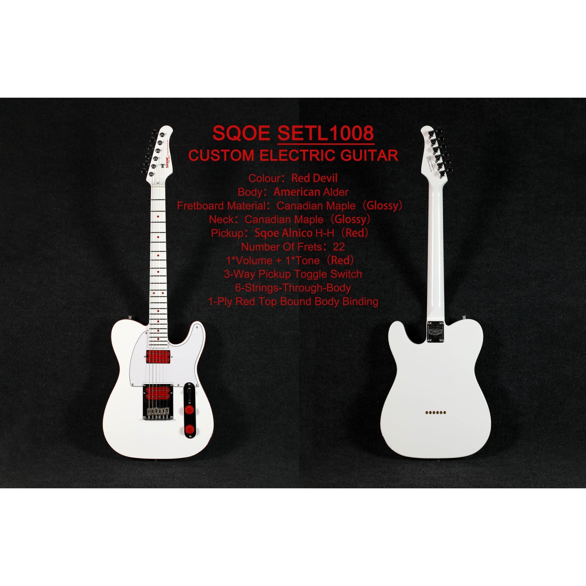 Đàn Guitar Điện Sqoe SETL1008 HH, Maple Fingerboard - Việt Music