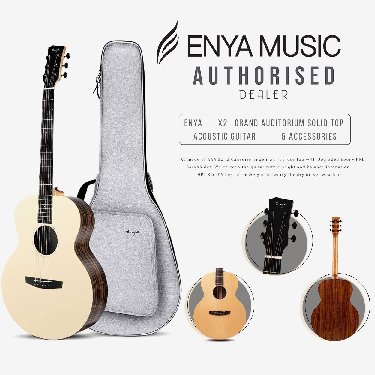 Đàn Guitar Acoustic Enya EM-X2 - Việt Music