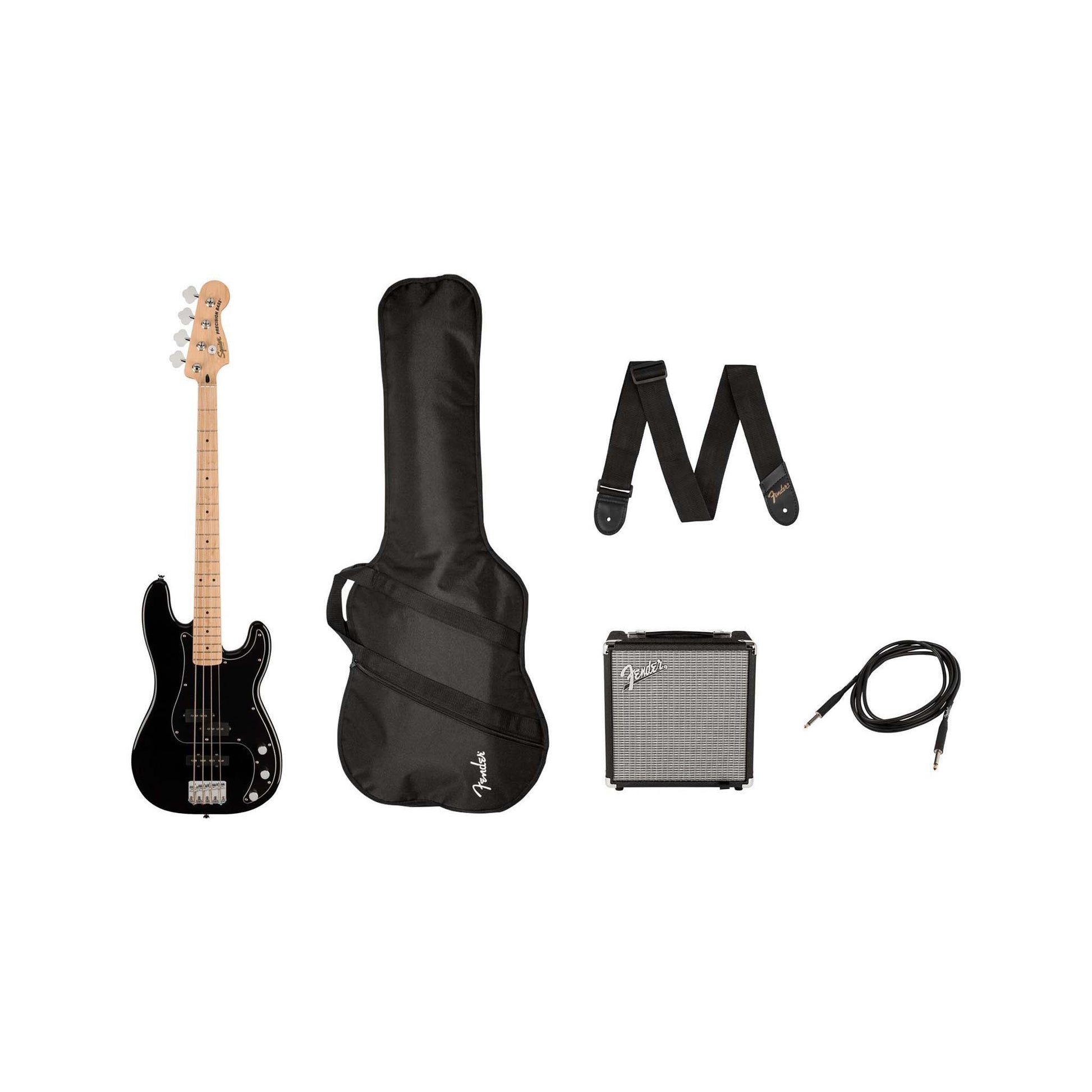 Đàn Guitar Bass Squier Affinity Series PJ Bass Guitar Pack SS, Maple Fingerboard, Black - Việt Music