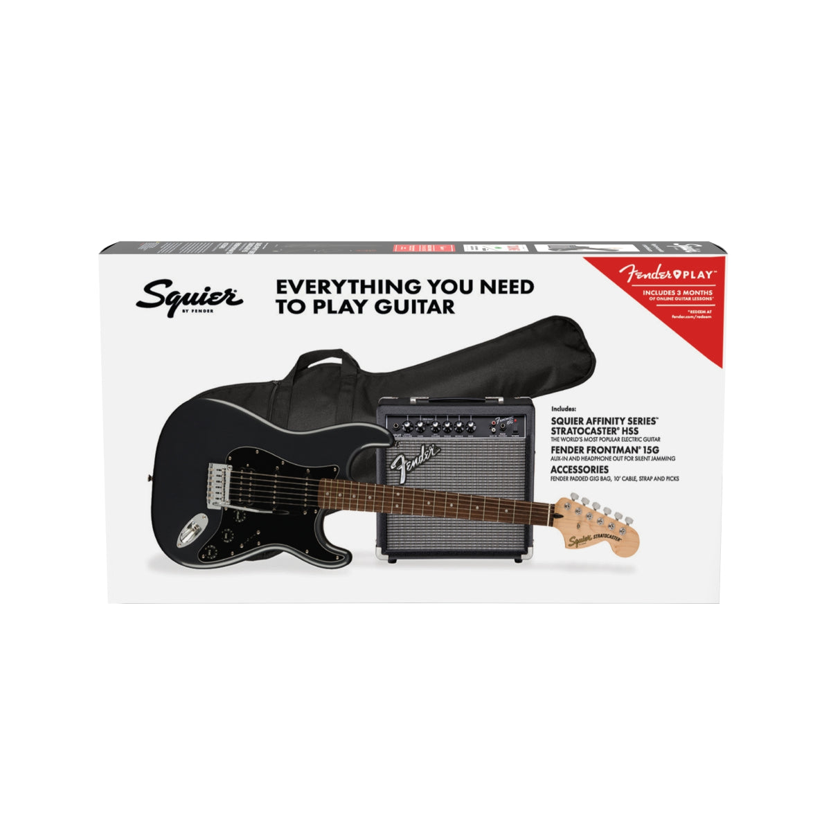 Squier Affinity Series Stratocaster HSS Pack, Laurel Fingerboard, Charcoal Frost Metallic - Việt Music