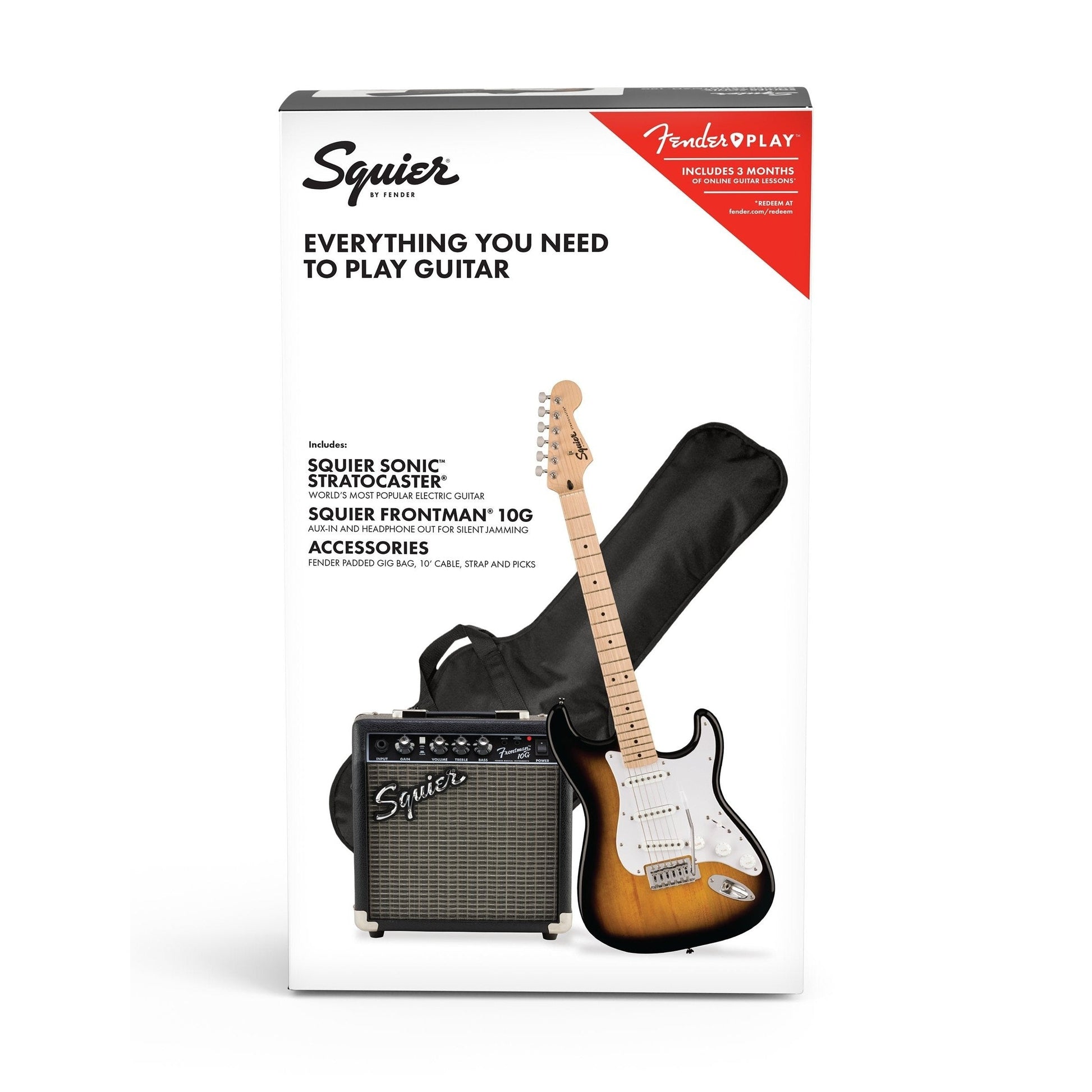 Đàn Guitar Điện Squier Sonic Stratocaster Pack SSS, Maple Fingerboard, 2 - Color Sunburst - Việt Music