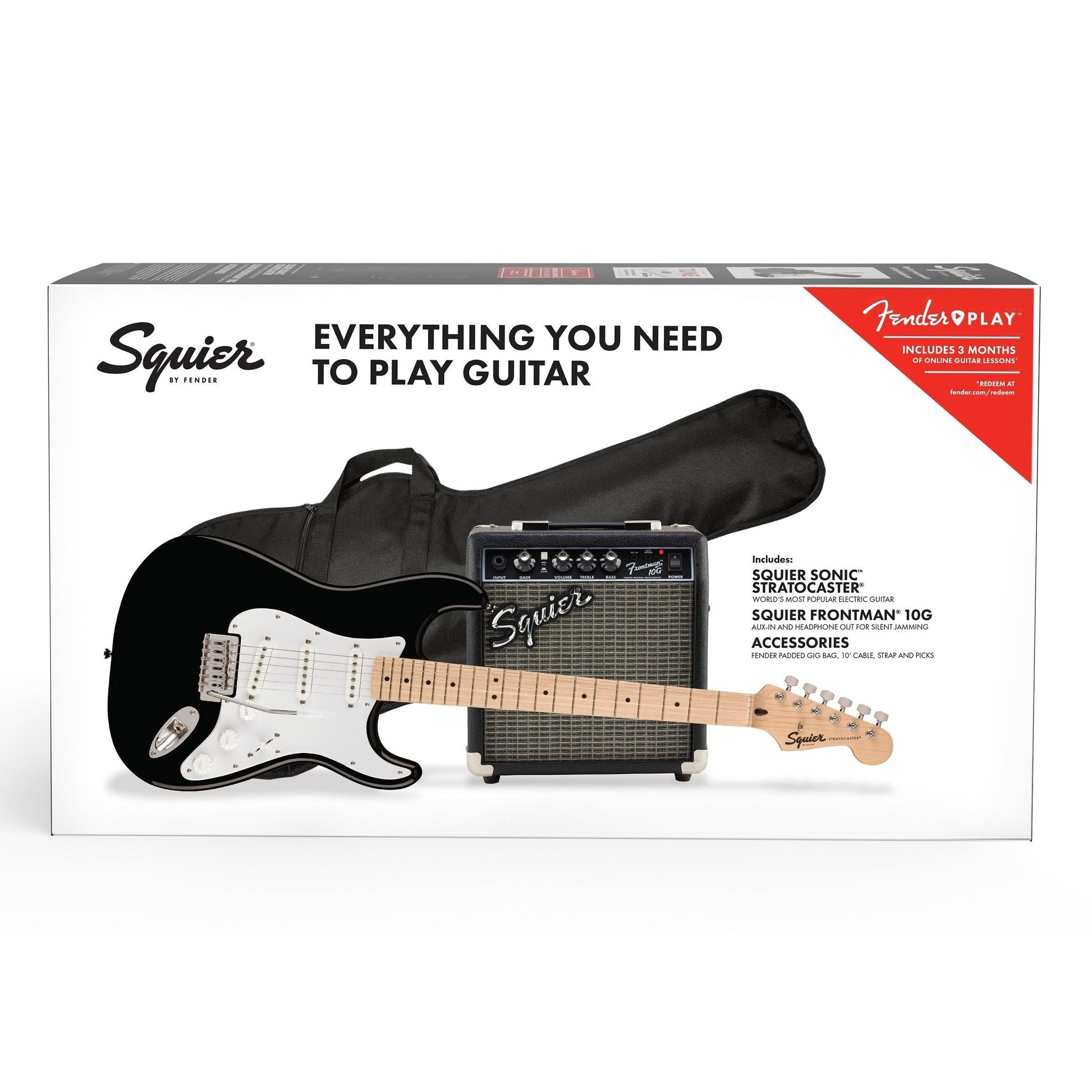 Đàn Guitar Điện Squier Sonic Stratocaster Pack SSS, Maple Fingerboard, Black - Việt Music