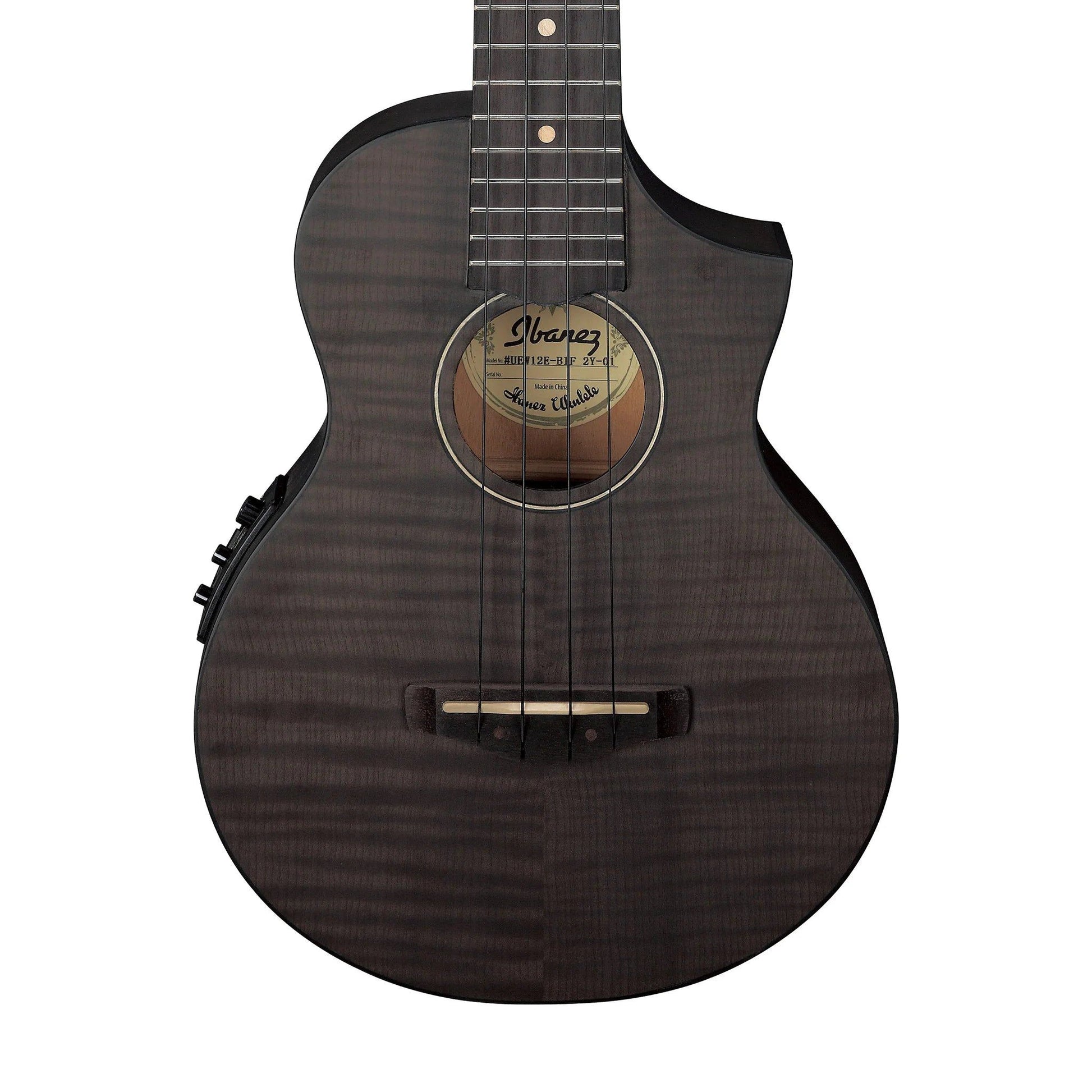 Đàn Ukulele Ibanez UEW12E-UEW Concert Black Ice Flat AEQ-2U - Việt Music