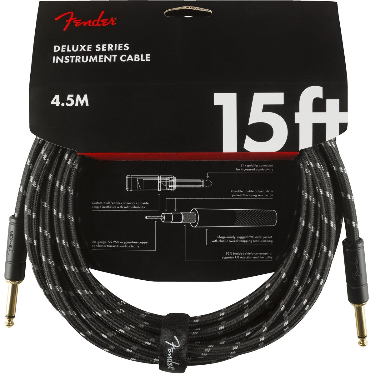 Dây Cáp Kết Nối Fender Deluxe Series Tweed Instrument Cable, 2 Đầu Thẳng - Việt Music