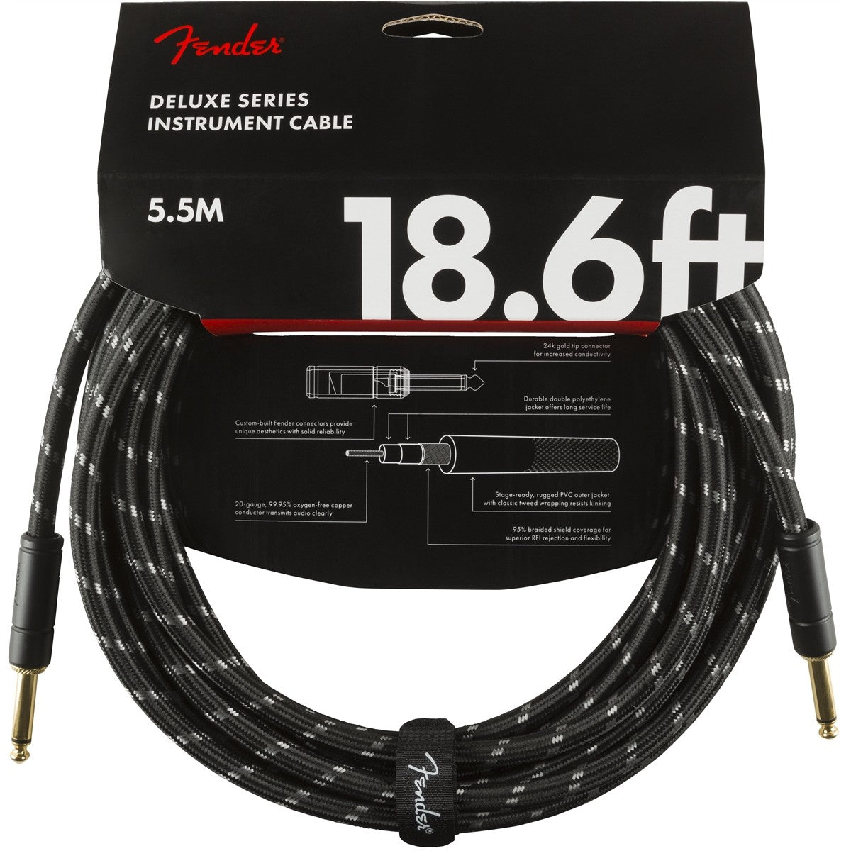 Dây Cáp Kết Nối Fender Deluxe Series Tweed Instrument Cable, 2 Đầu Thẳng - Việt Music