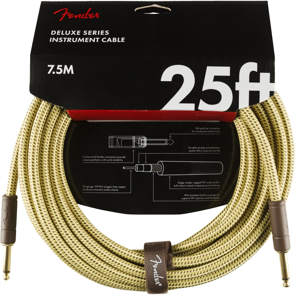 Dây Cáp Kết Nối Fender Deluxe Series Tweed Instrument Cable, 2 Đầu Thẳng - Việt Music