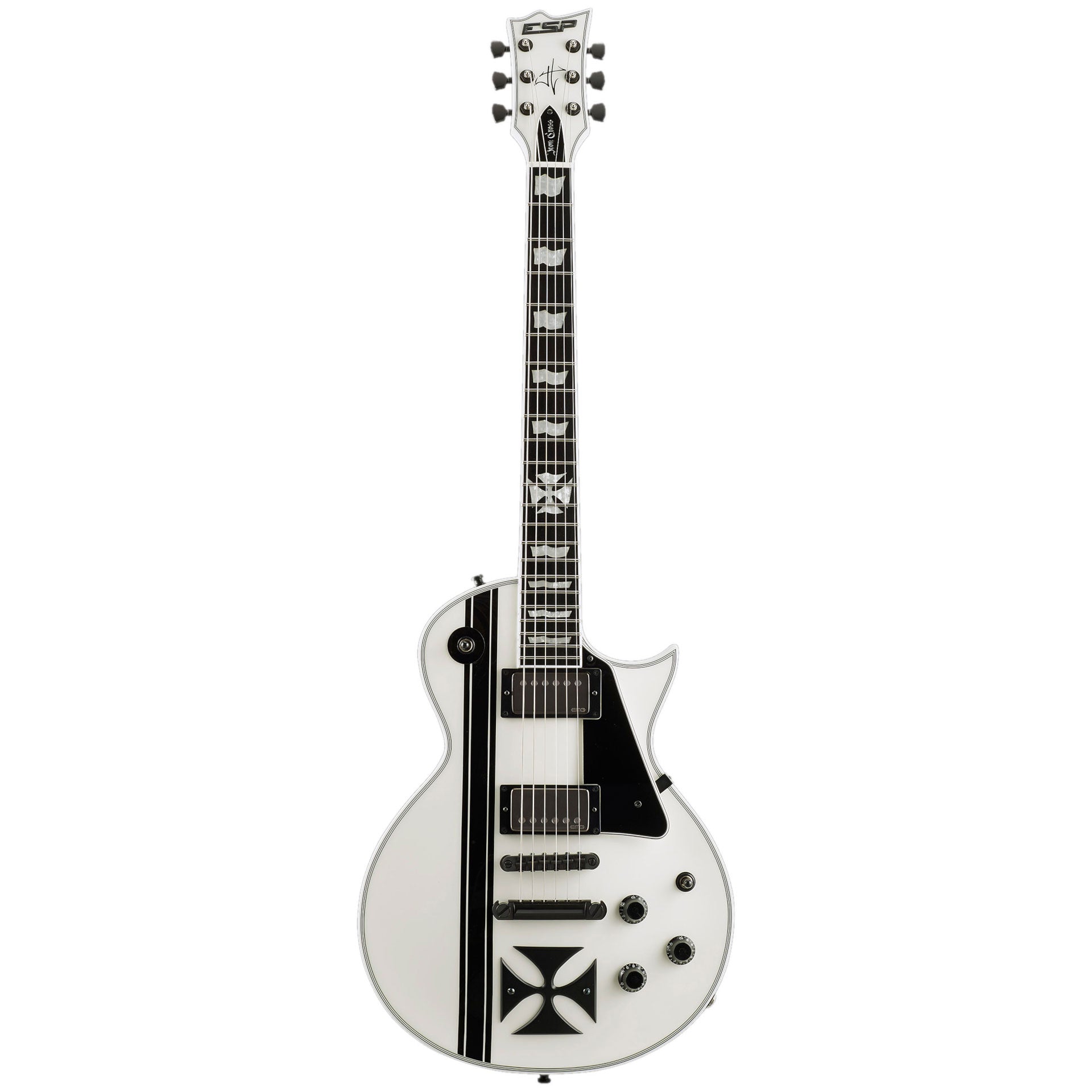 Đàn Guitar Điện ESP Iron Cross HH, Ebony Fingerboard, Snow White w/ Black Stripes