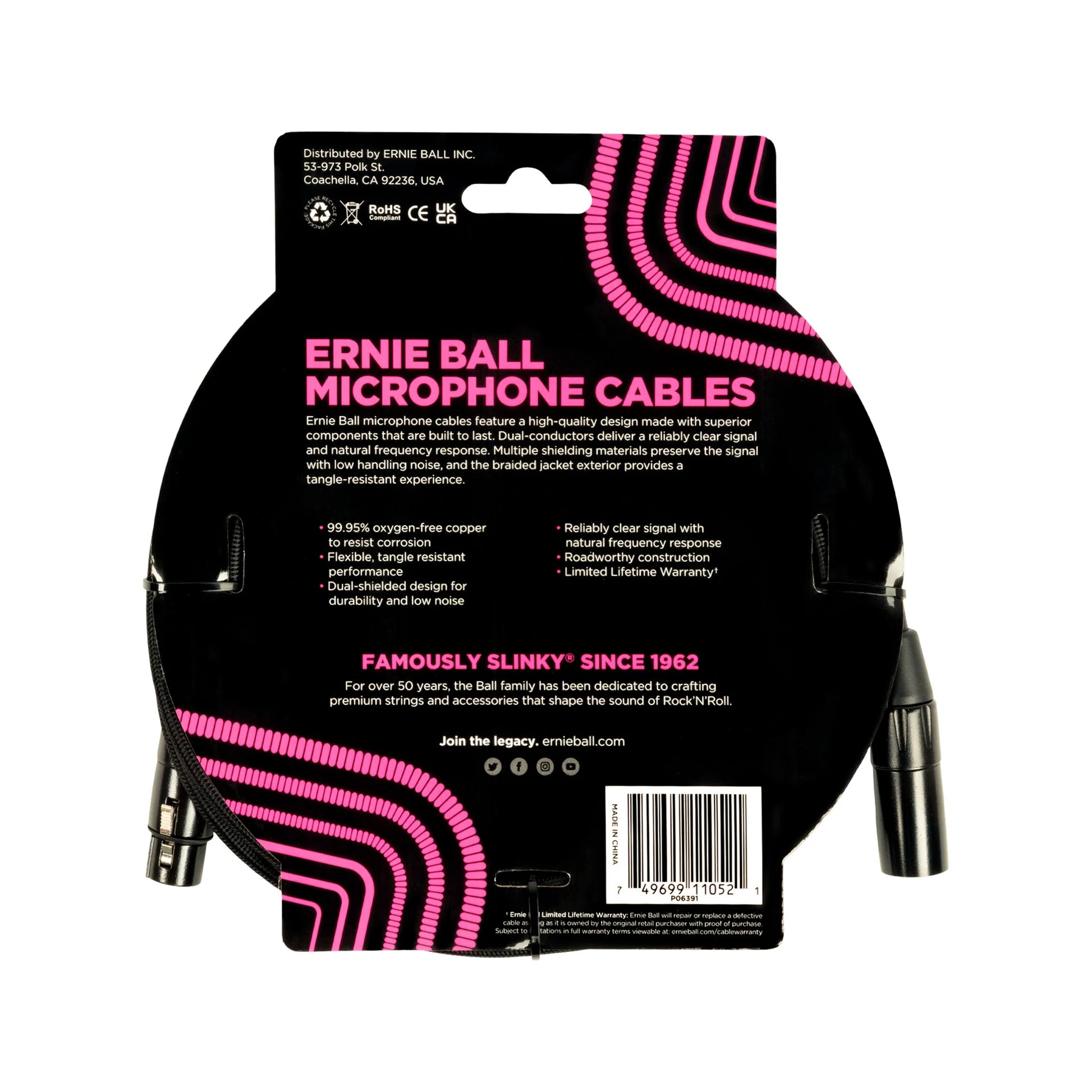 Dây Cáp Kết Nối Ernie Ball Braided XLR Microphone Cable Male/Female - Việt Music