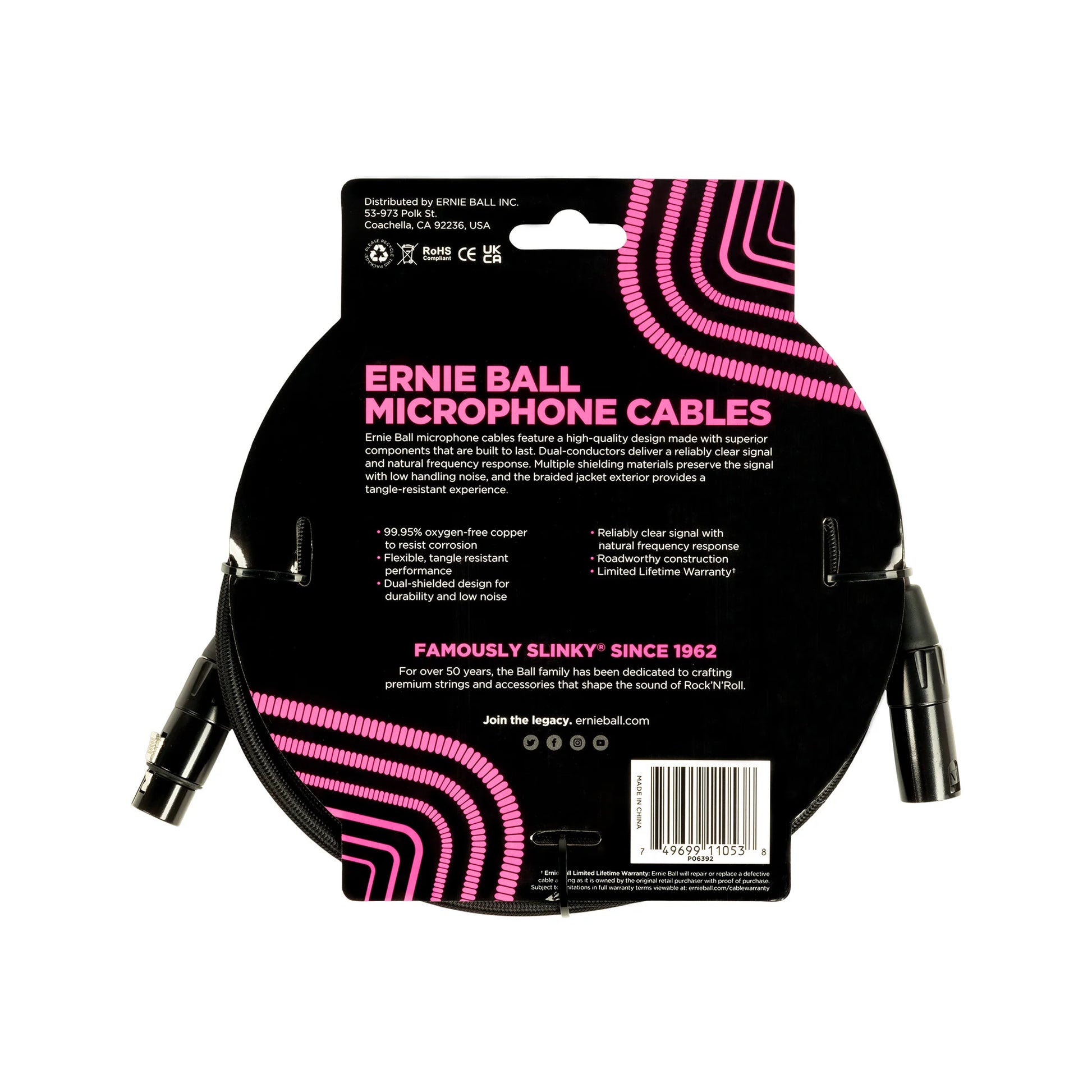 Dây Cáp Kết Nối Ernie Ball Braided XLR Microphone Cable Male/Female - Việt Music