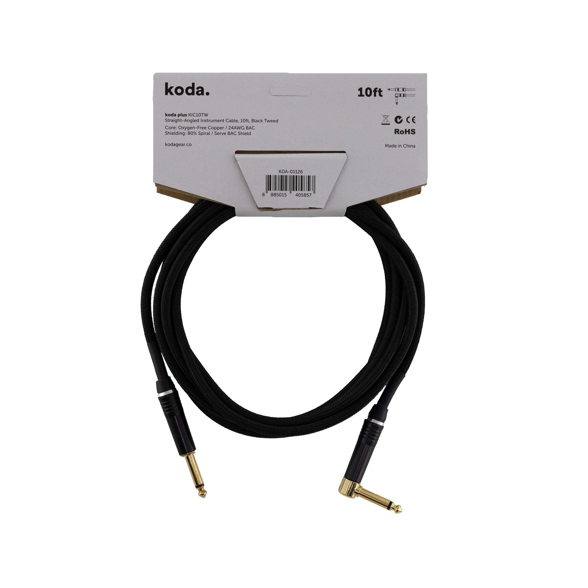 Dây Cáp Kết Nối Koda Plus KIC10TW Straight-Angled Instrument, 10ft - Việt Music