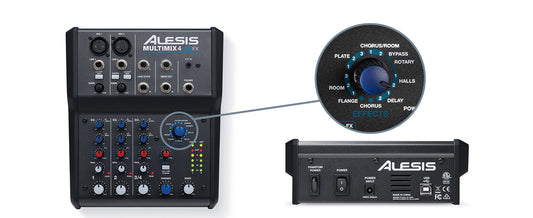 Mixer Alesis MultiMix 4 USB FX có sẵn hiệu ứng hát karaoke