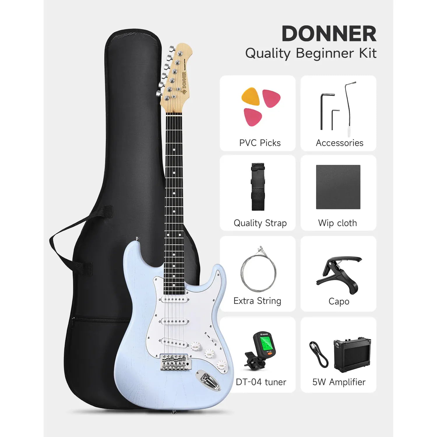 Đàn Guitar Điện Donner DST-80 SSS, HPL Fingerboard - Việt Music