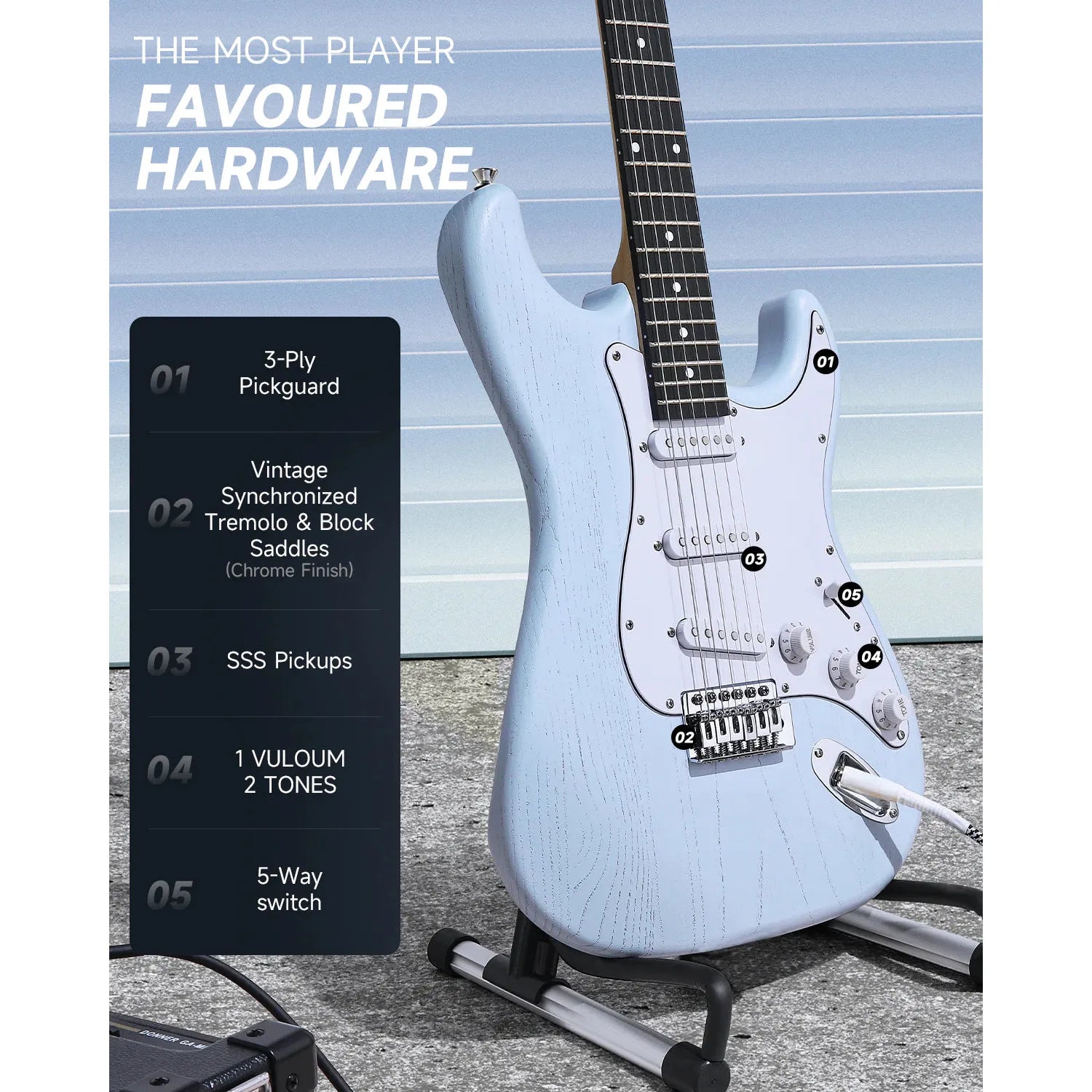 Đàn Guitar Điện Donner DST-80 SSS, HPL Fingerboard - Việt Music