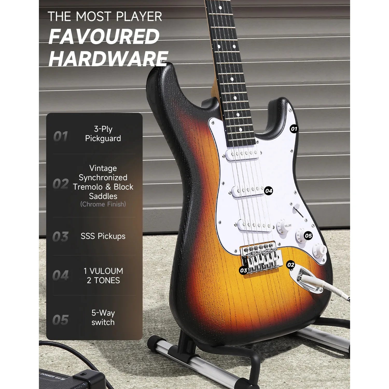 Đàn Guitar Điện Donner DST-80 SSS, HPL Fingerboard - Việt Music