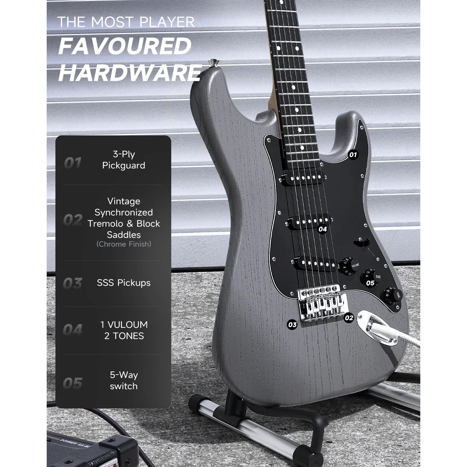 Đàn Guitar Điện Donner DST-80 SSS, HPL Fingerboard - Việt Music