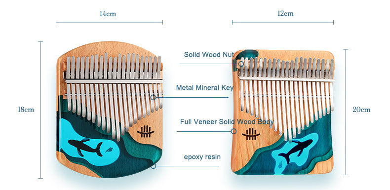 Kalimba Hluru KWD21 Hluru Whale Deep Ocean Plate Beech, 21 Notes