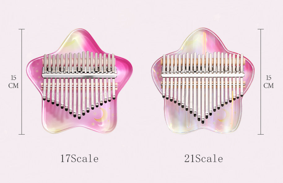 Kalimba Hluru KWVSP21 Huashu Acrylic Serrated Shape Pink Star, 21 Notes