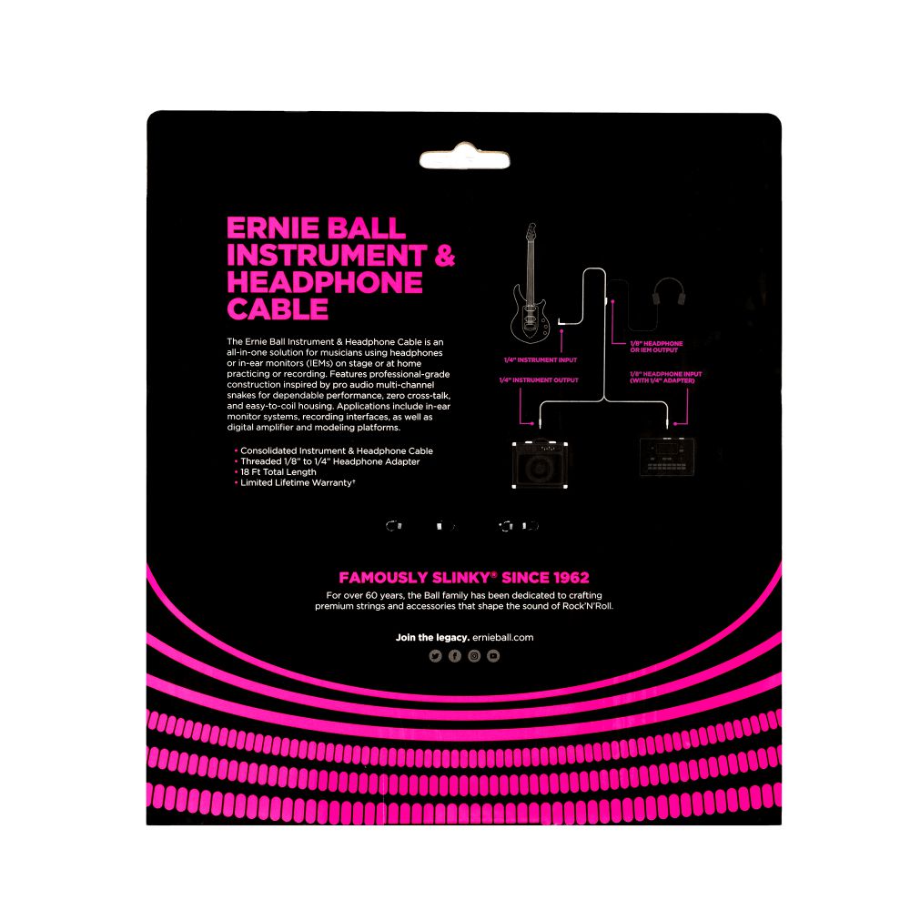 Dây Cáp Kết Nối Ernie Ball P06411 Instrument and Headphone Cable - 18FT - Việt Music