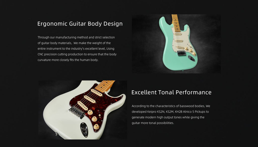 Đàn Guitar Điện Keipro Classic Series ST SSS, Maple Fingerboard, White