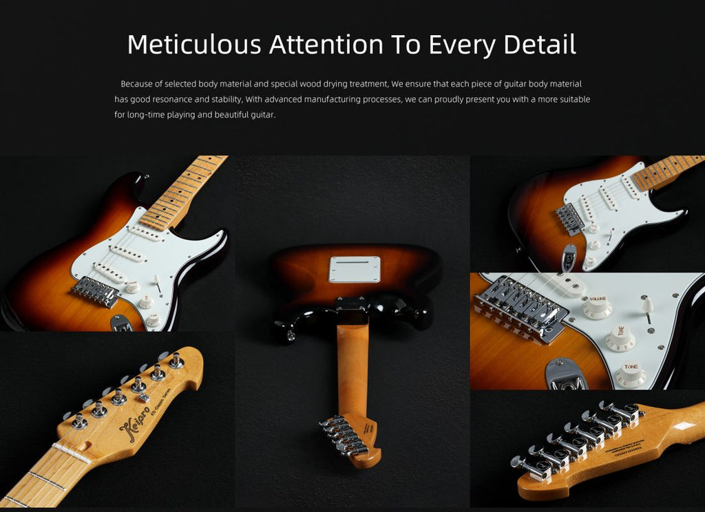 Đàn Guitar Điện Keipro Classic Series ST SSS, Maple Fingerboard, White