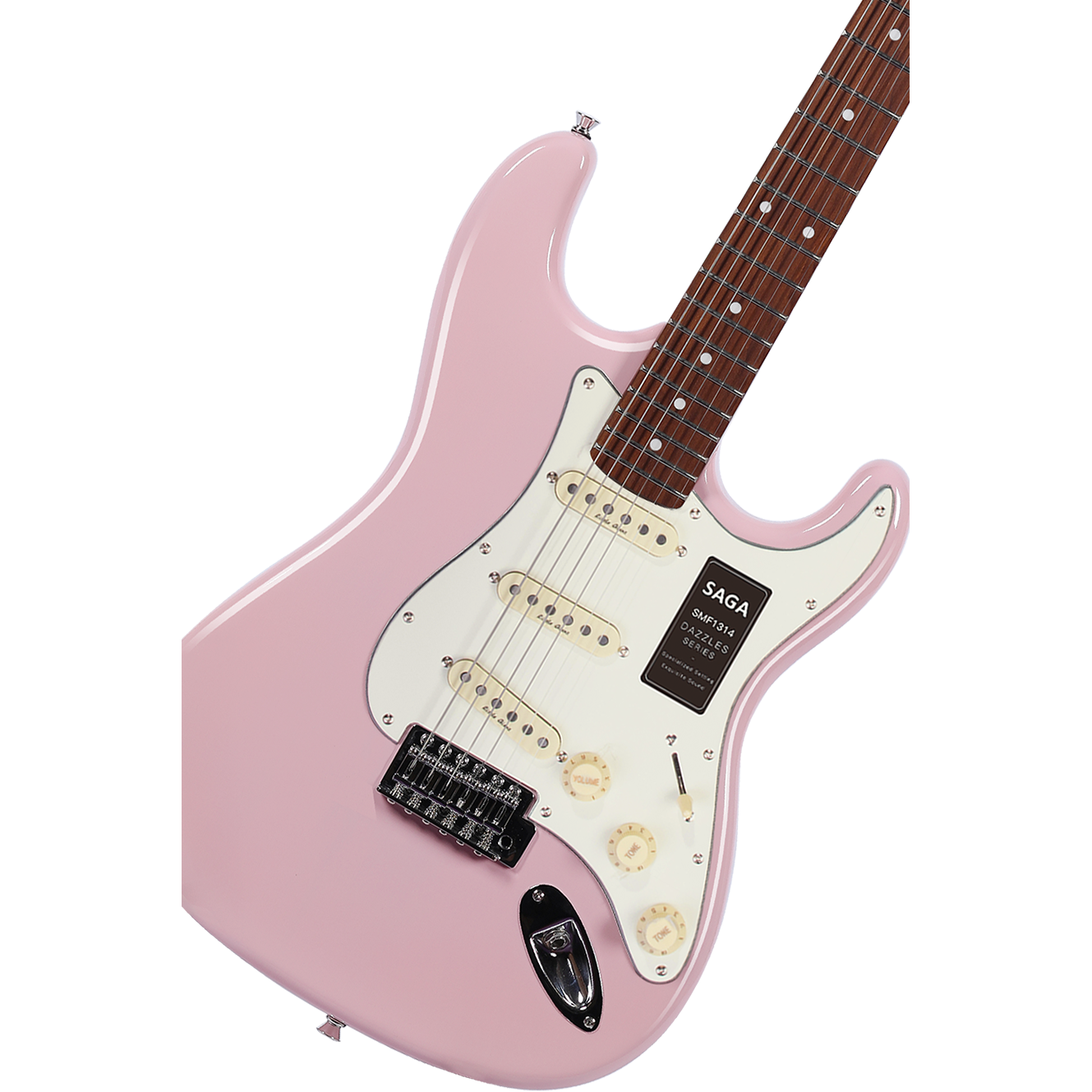 Đàn Guitar Điện Saga SMF1314 Stratocaster SSS, Maple Fingerboard, Pink - Việt Music