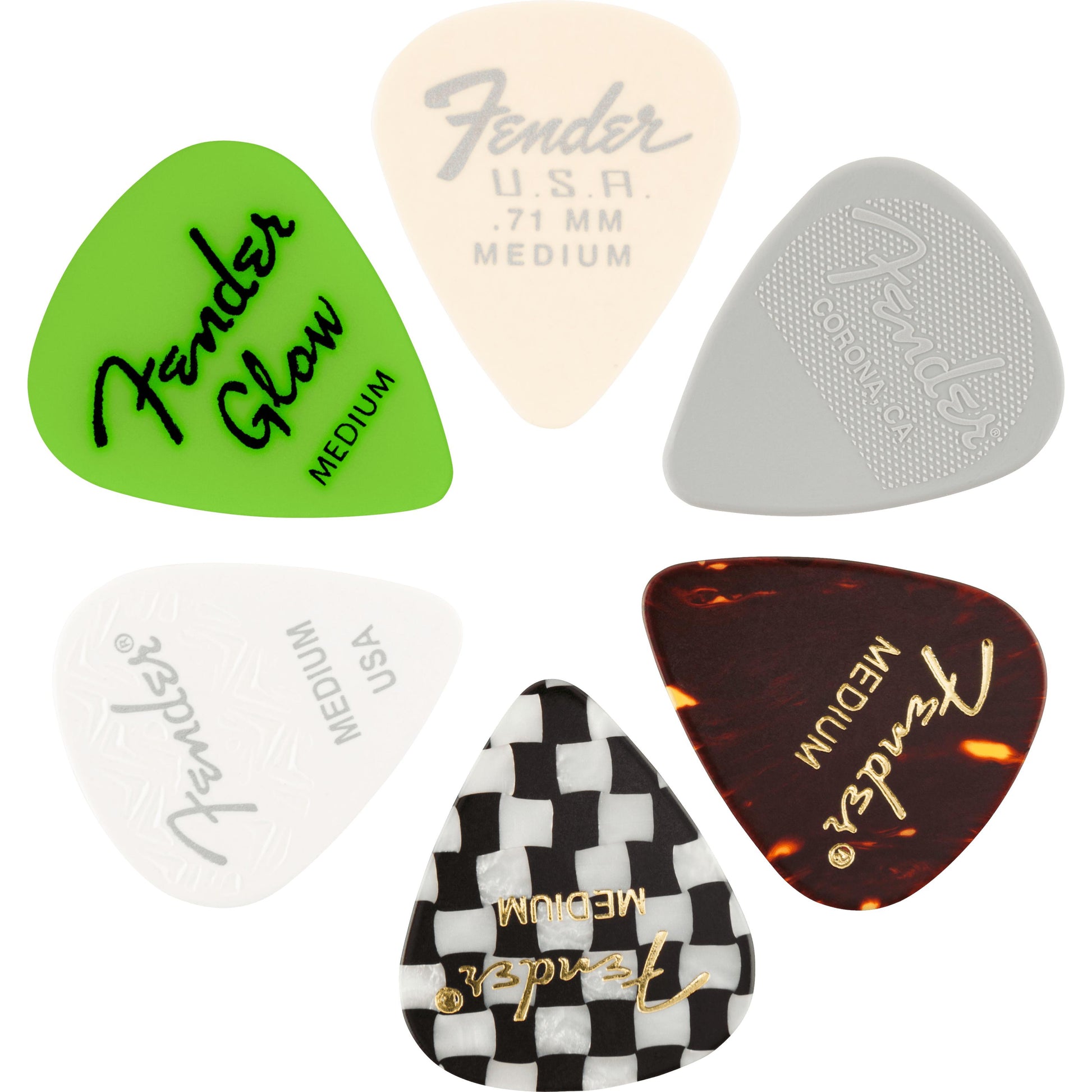 Pick Gảy Đàn Guitar Fender 351 Material Medley, 6pc - Việt Music