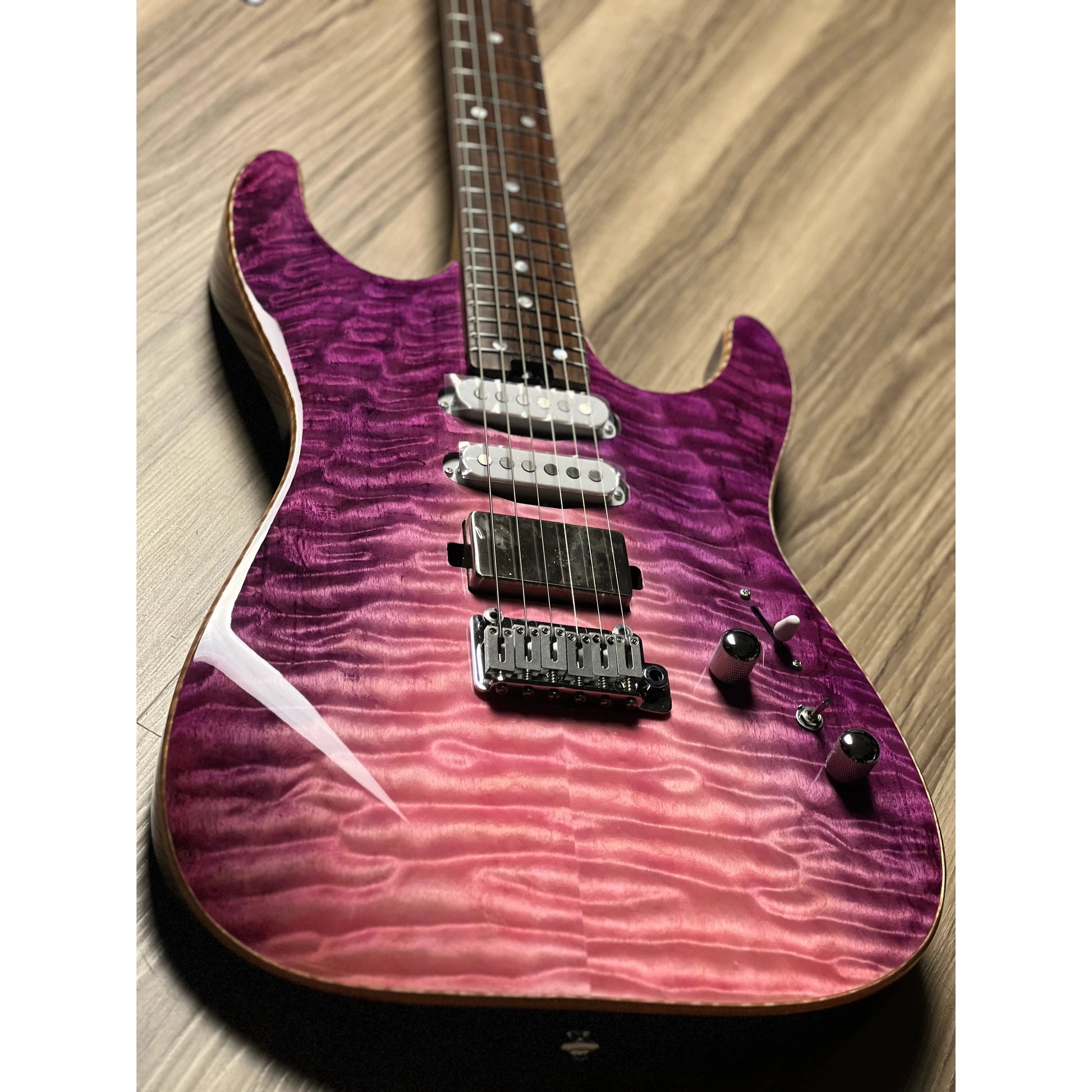 Đàn Guitar Điện Soloking MS-1 Custom 24 Quilt HSS, Rosewood Fingerboard, Purple Wakesurf Jescar - Việt Music