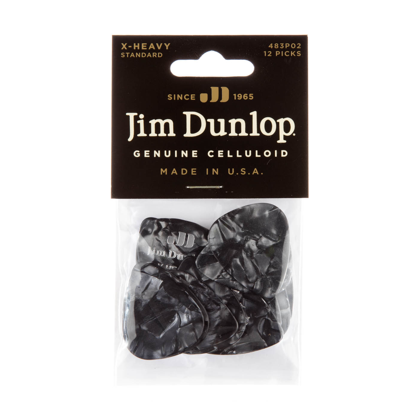 Pick Gảy Đàn Jim Dunlop 483P02 Celluloid Black Pearloid, 12pc - Việt Music