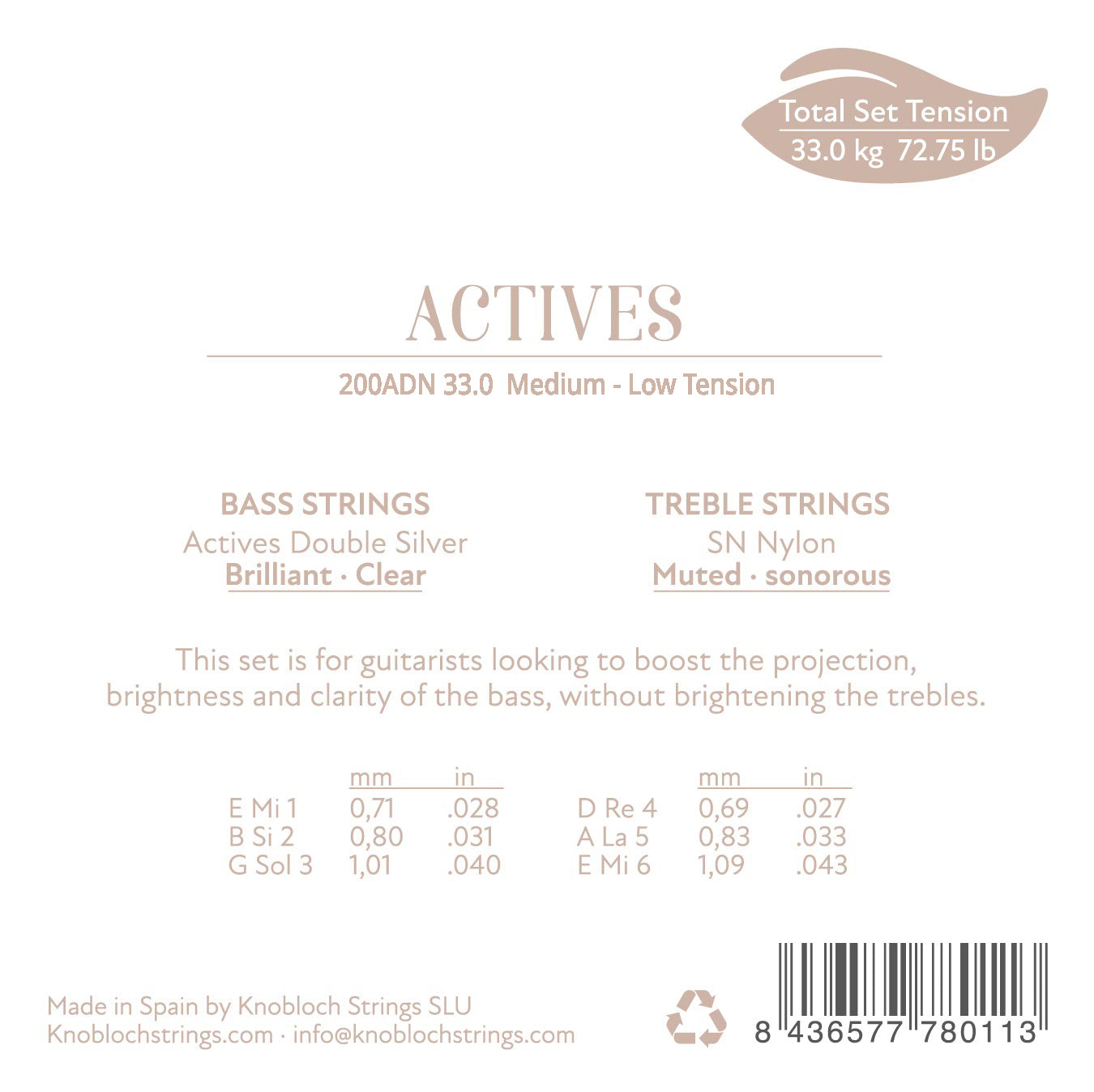 Dây Đàn Guitar Classic Knobloch 200ADN Actives Double Silver SN Nylon - Việt Music