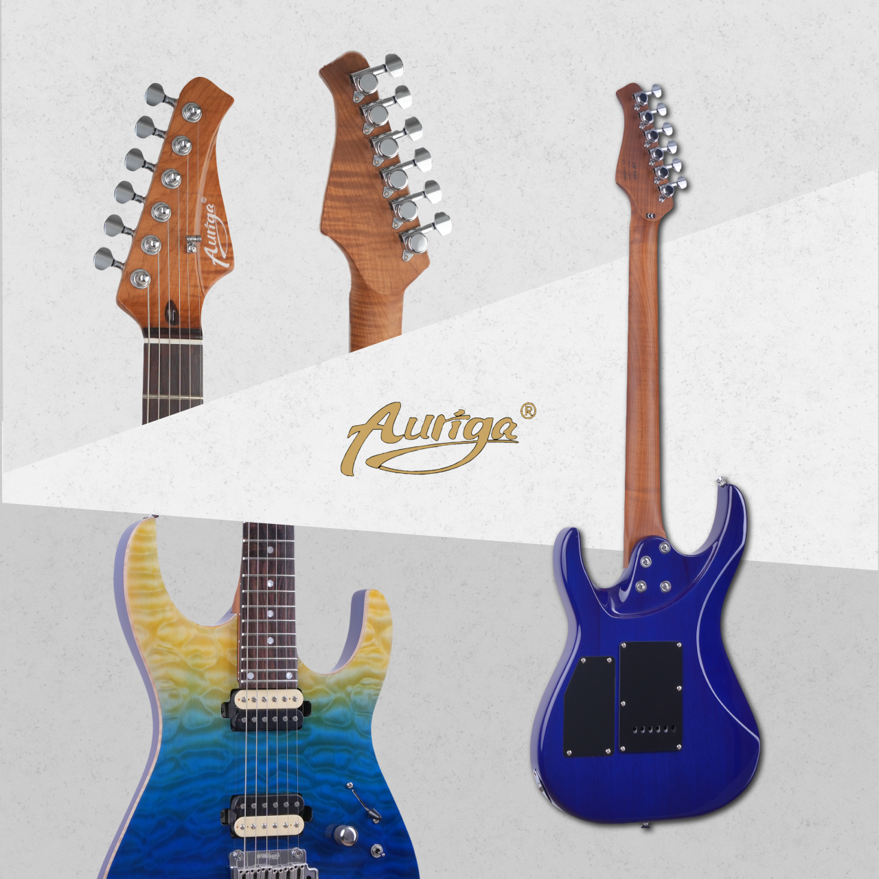 Đàn Guitar Điện Auriga AM-540 HH, Rosewood Fingerboard, BTB - Blue Iceberg - Việt Music