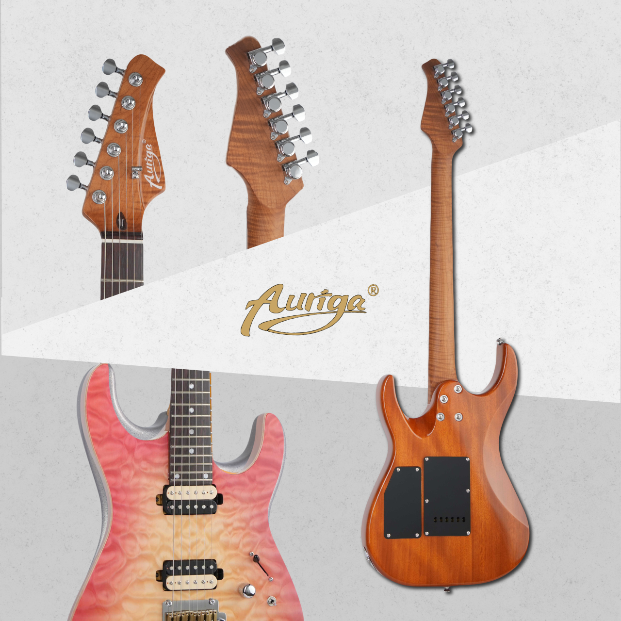 Đàn Guitar Điện Auriga AM-540 HH, Rosewood Fingerboard, PB - Peach Burst - Việt Music
