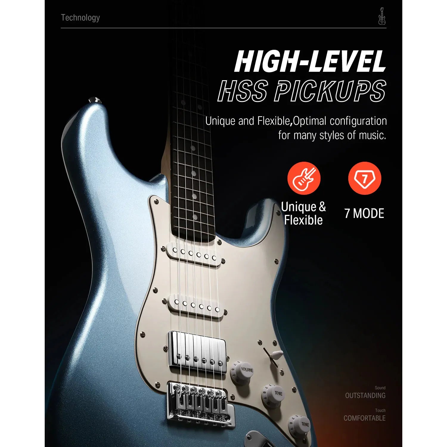 Đàn Guitar Điện Donner DST-152 HSS, Maple Fingerboard - Việt Music