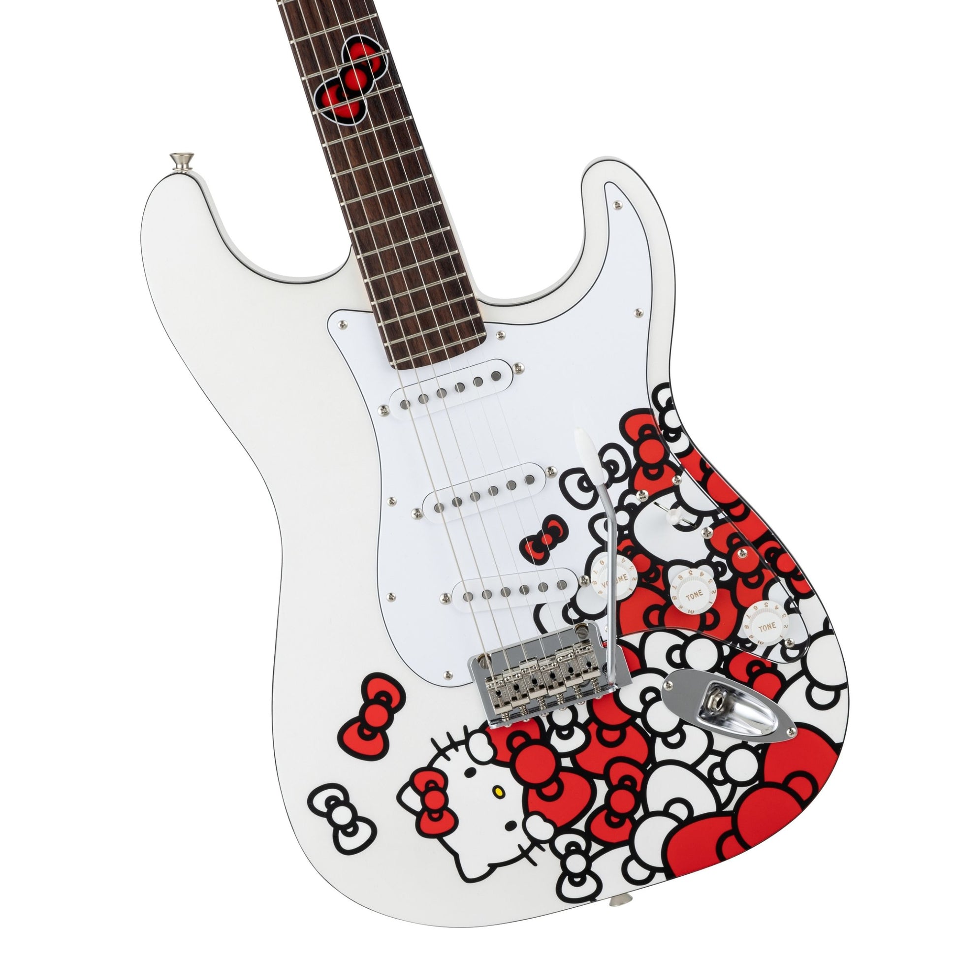 Đàn Guitar Điện Fender Made in Japan Limited Hello Kitty Stratocaster SSS, Rosewood Fingerboard, White, Exclusive - Việt Music