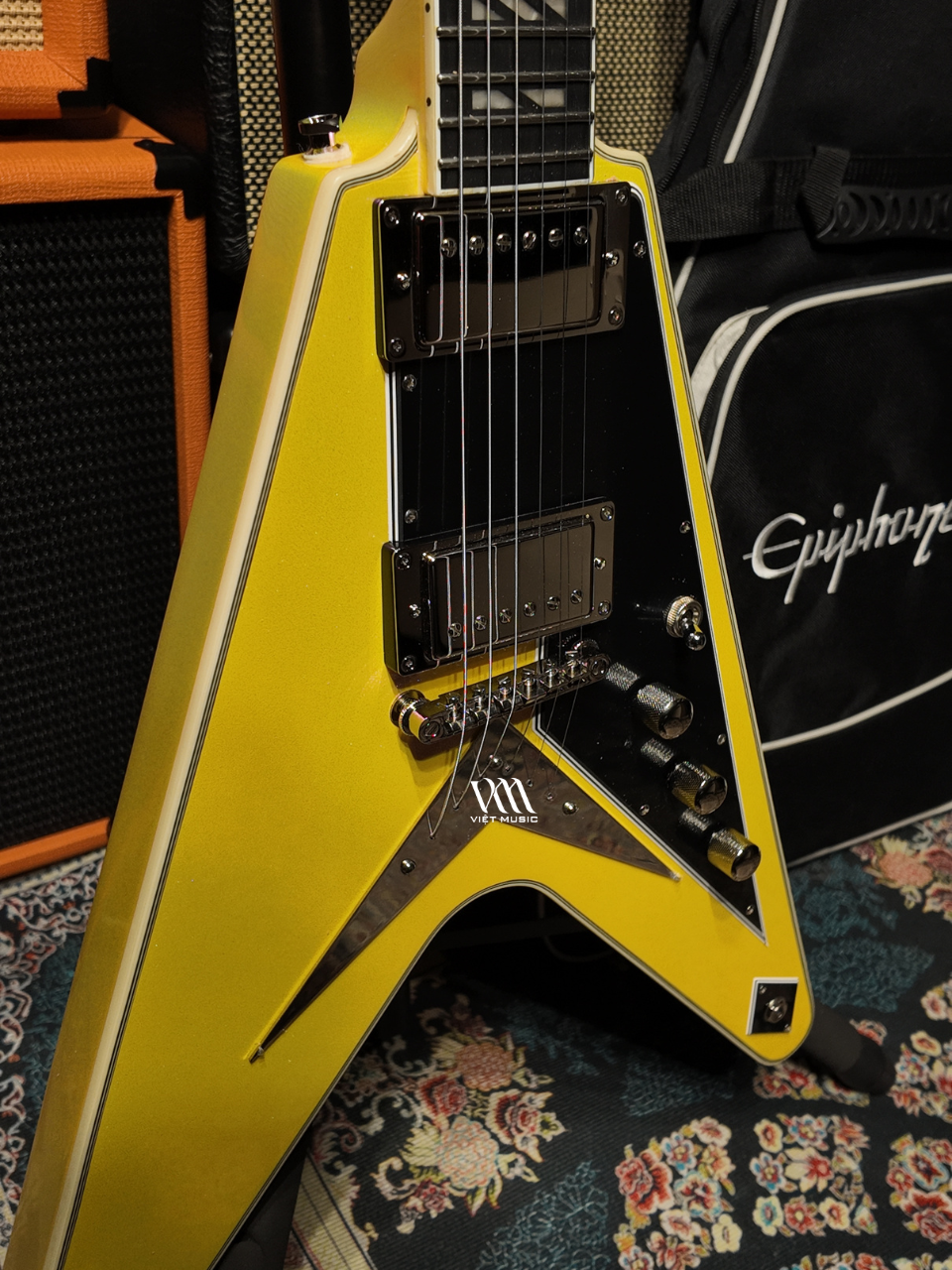 Đàn Guitar Điện Epiphone Futura Flying V Custom HH, Ebony Fingerboard - Việt Music