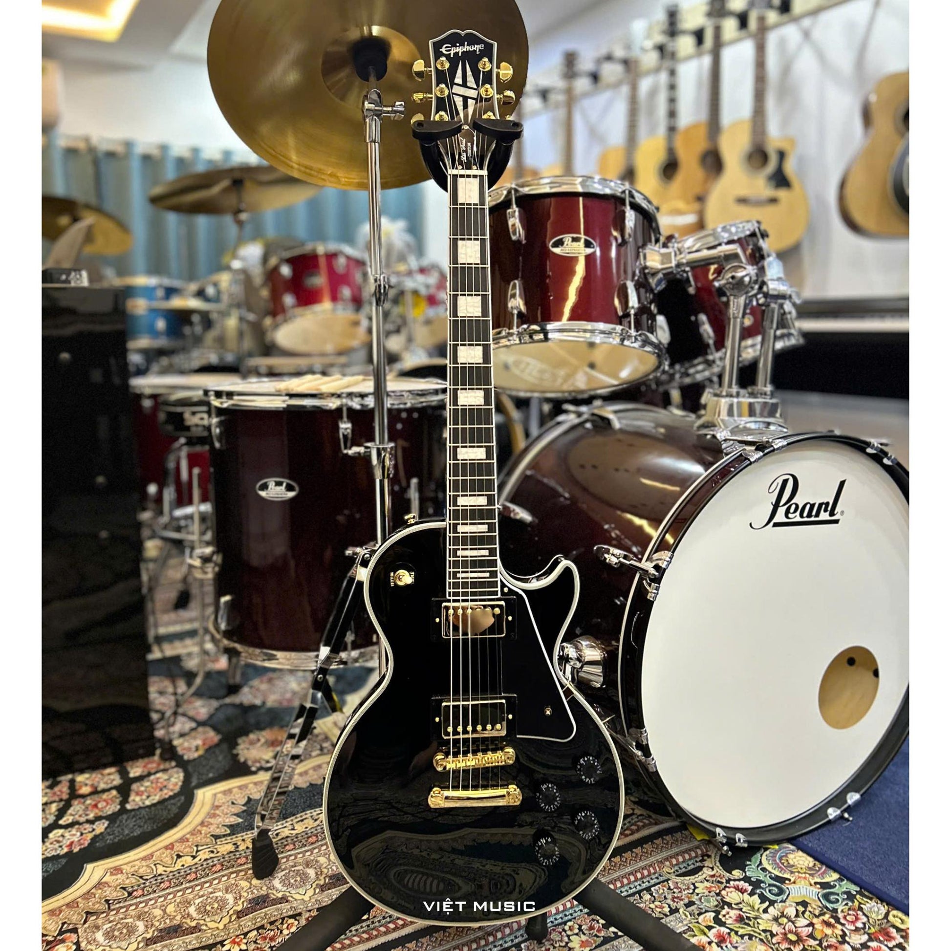 Đàn Guitar Điện Epiphone Les Paul Custom HH, Ebony Fingerboard - Việt Music