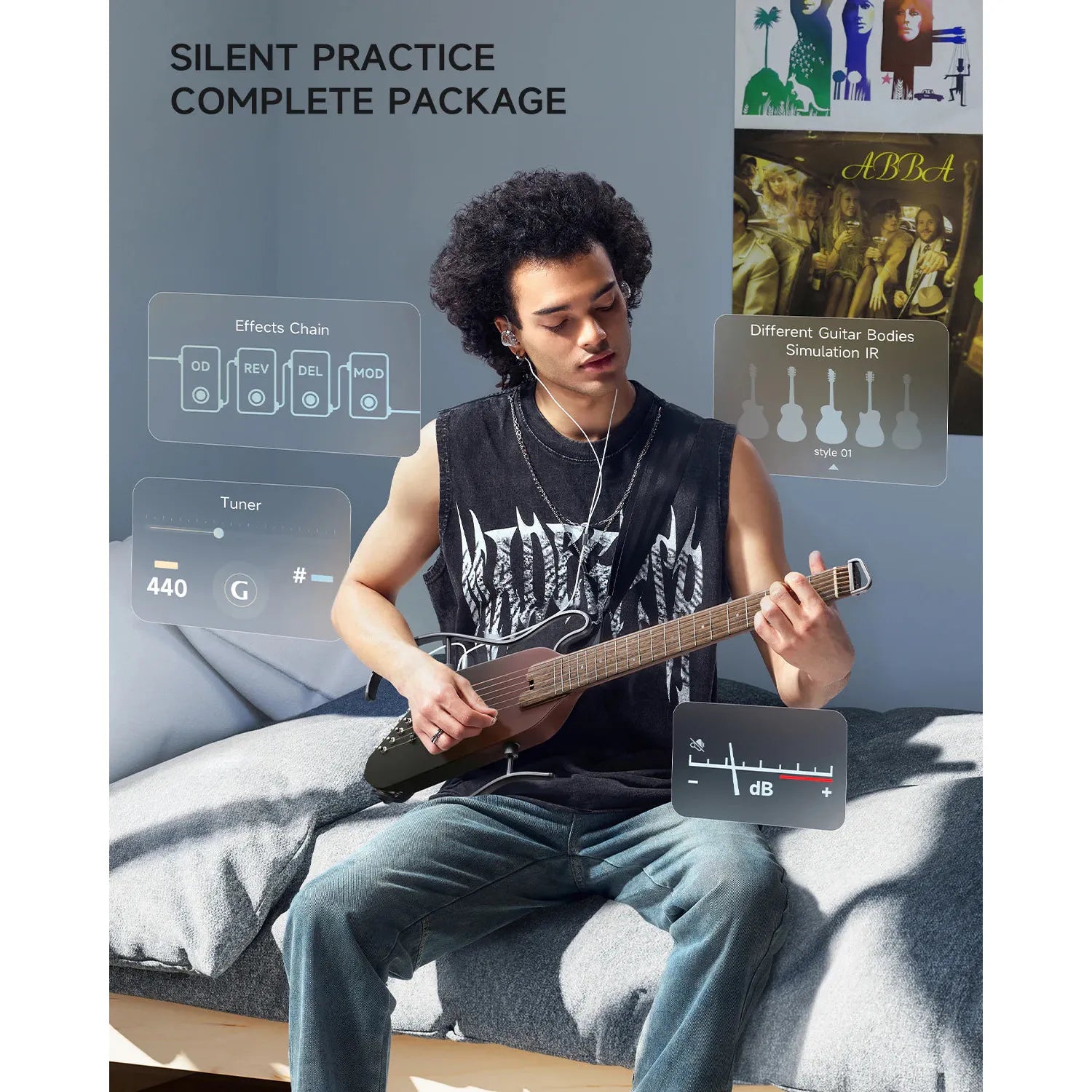 Đàn Guitar Silent Acoustic Donner HUSH-I Pro - Việt Music