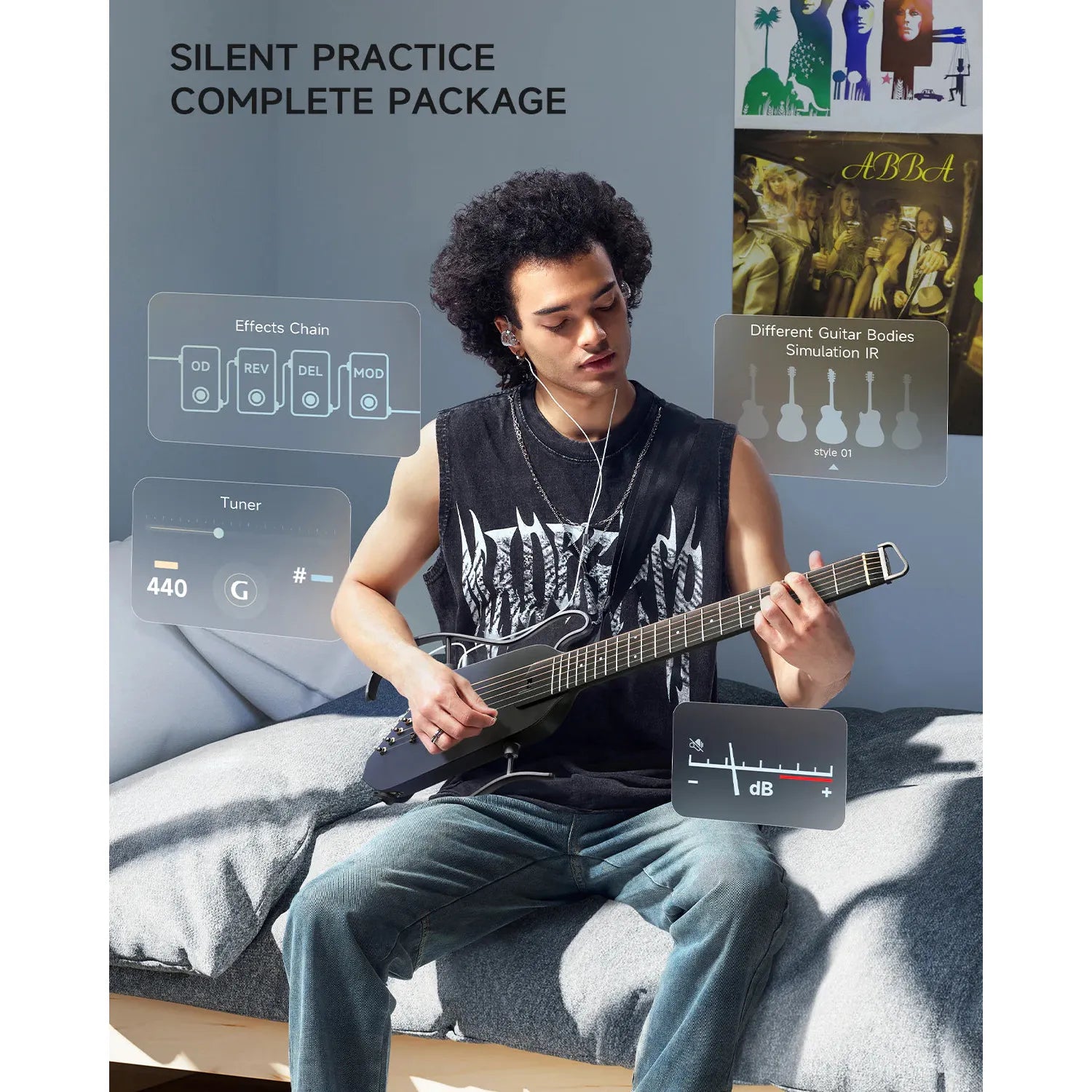 Đàn Guitar Silent Acoustic Donner HUSH-I Pro - Việt Music