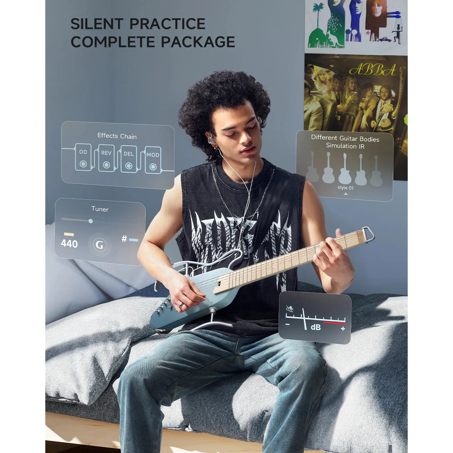 Đàn Guitar Silent Acoustic Donner HUSH-I Pro - Việt Music