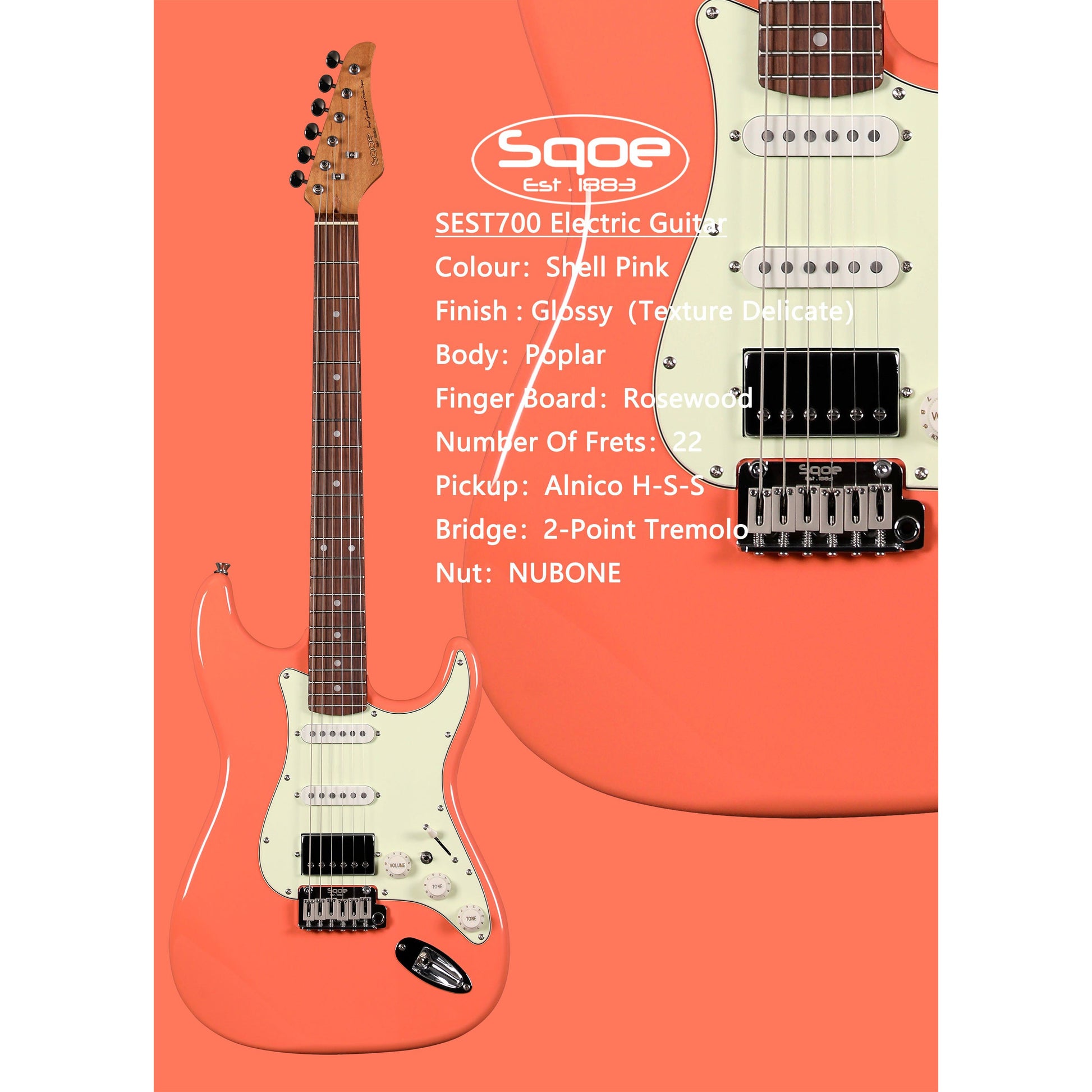 Đàn Guitar Điện Sqoe SEST700 - Việt Music