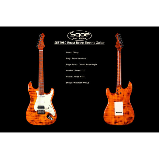 Đàn Guitar Điện Sqoe SEST980 HSS, Maple Fingerboard, Tiger - Việt Music