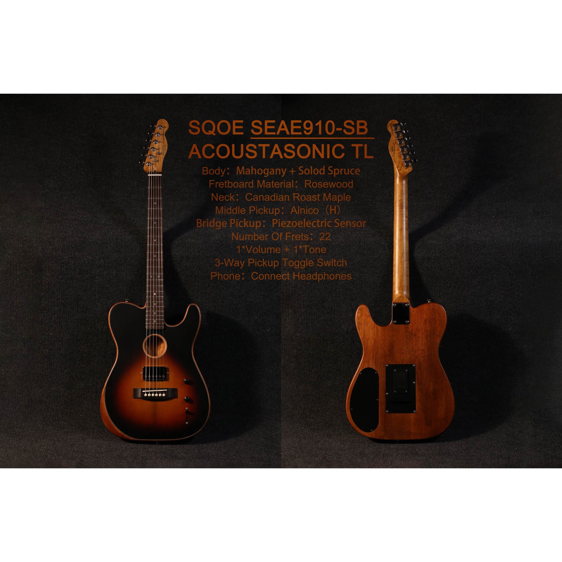 Đàn Guitar Điện Sqoe SEAE910 H, Rosewood Fingerboard - Việt Music