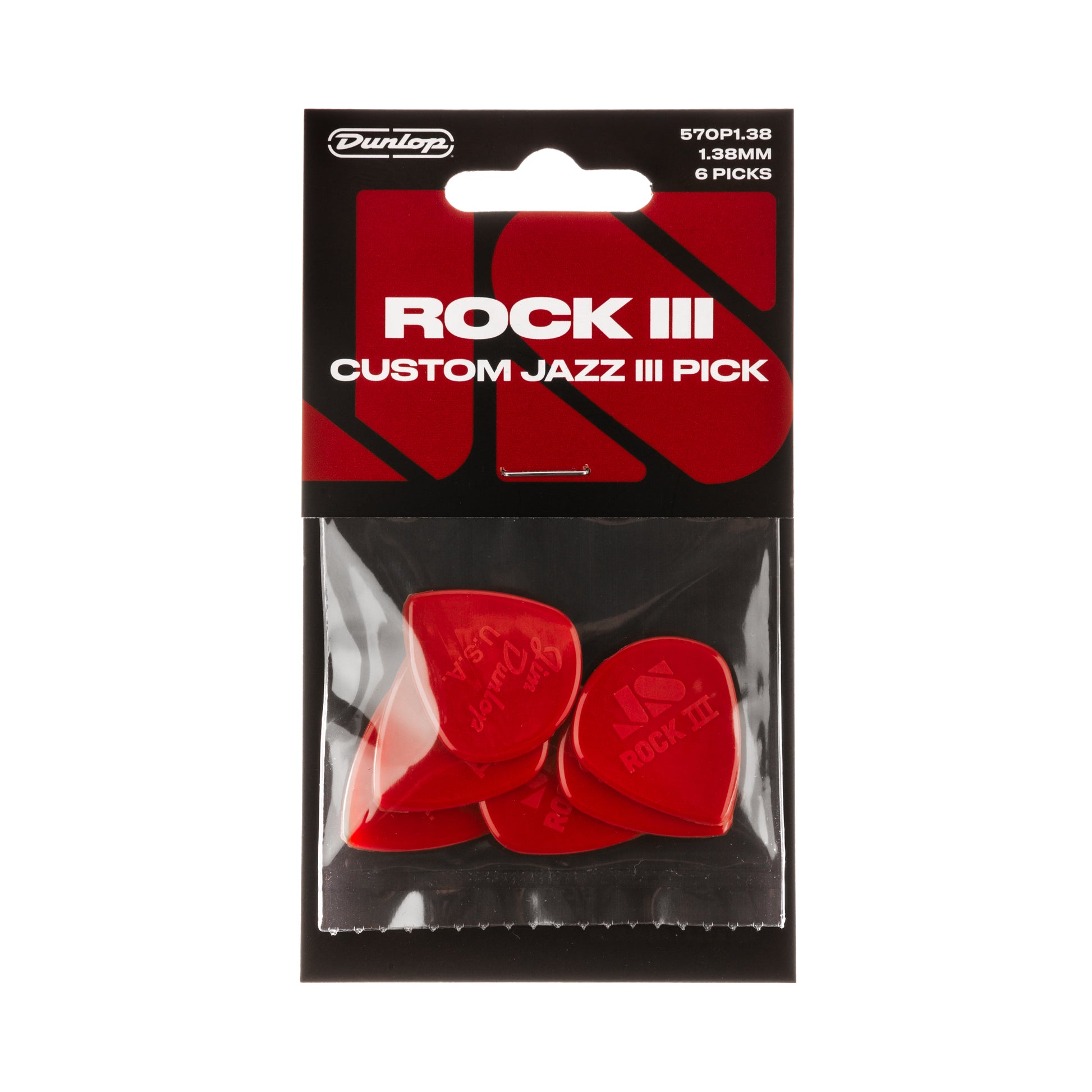 Pick Gảy Đàn Guitar Jim Dunlop 570P138 Rock III Nylon Custom Jazz III, 6pc - Việt Music