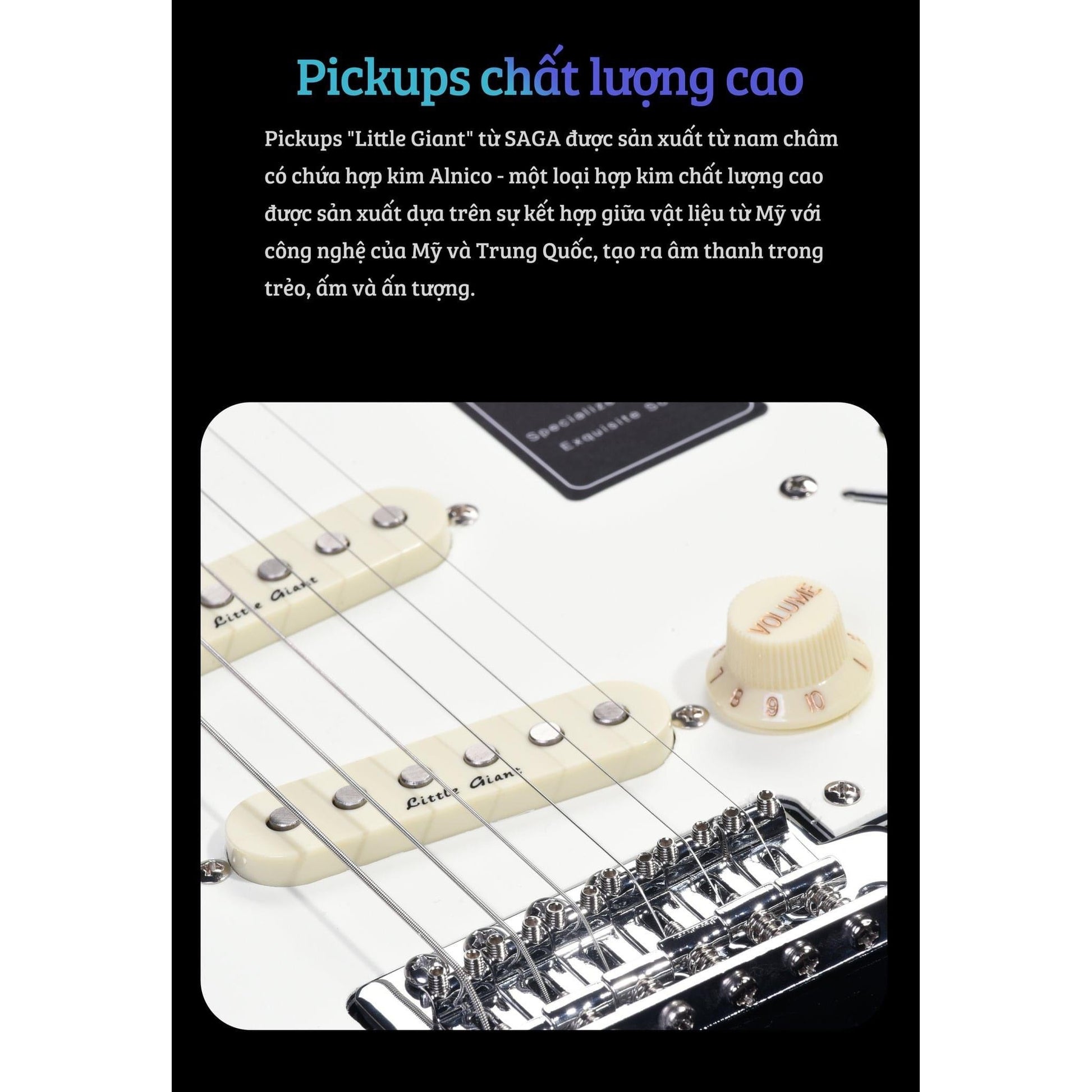 Đàn Guitar Điện Saga SMF1314 Stratocaster SSS, Maple Fingerboard, Black - Việt Music