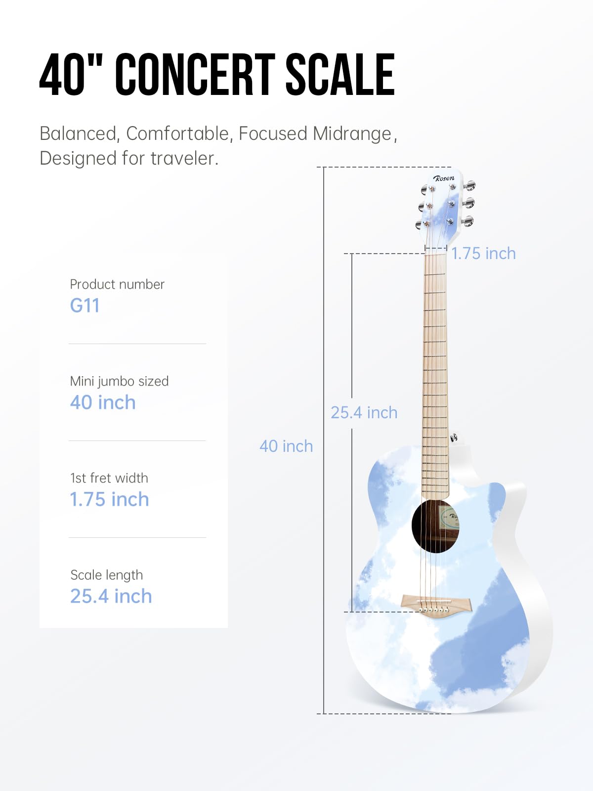 Đàn Guitar Acoustic Rosen G11A Colorful - Neo Series - Việt Music