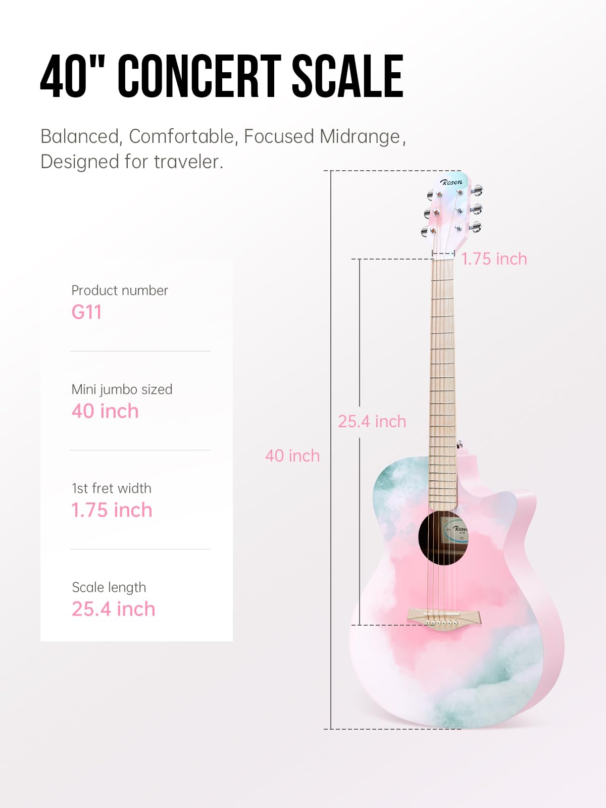 Đàn Guitar Acoustic Rosen G11A Colorful - Neo Series - Việt Music