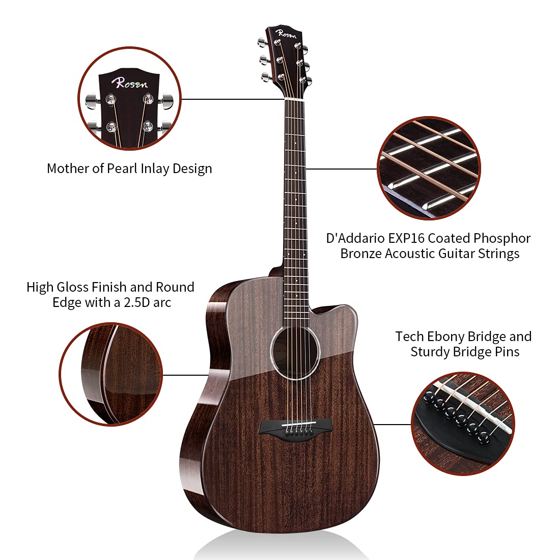Đàn Guitar Acoustic Rosen G31DC - Việt Music