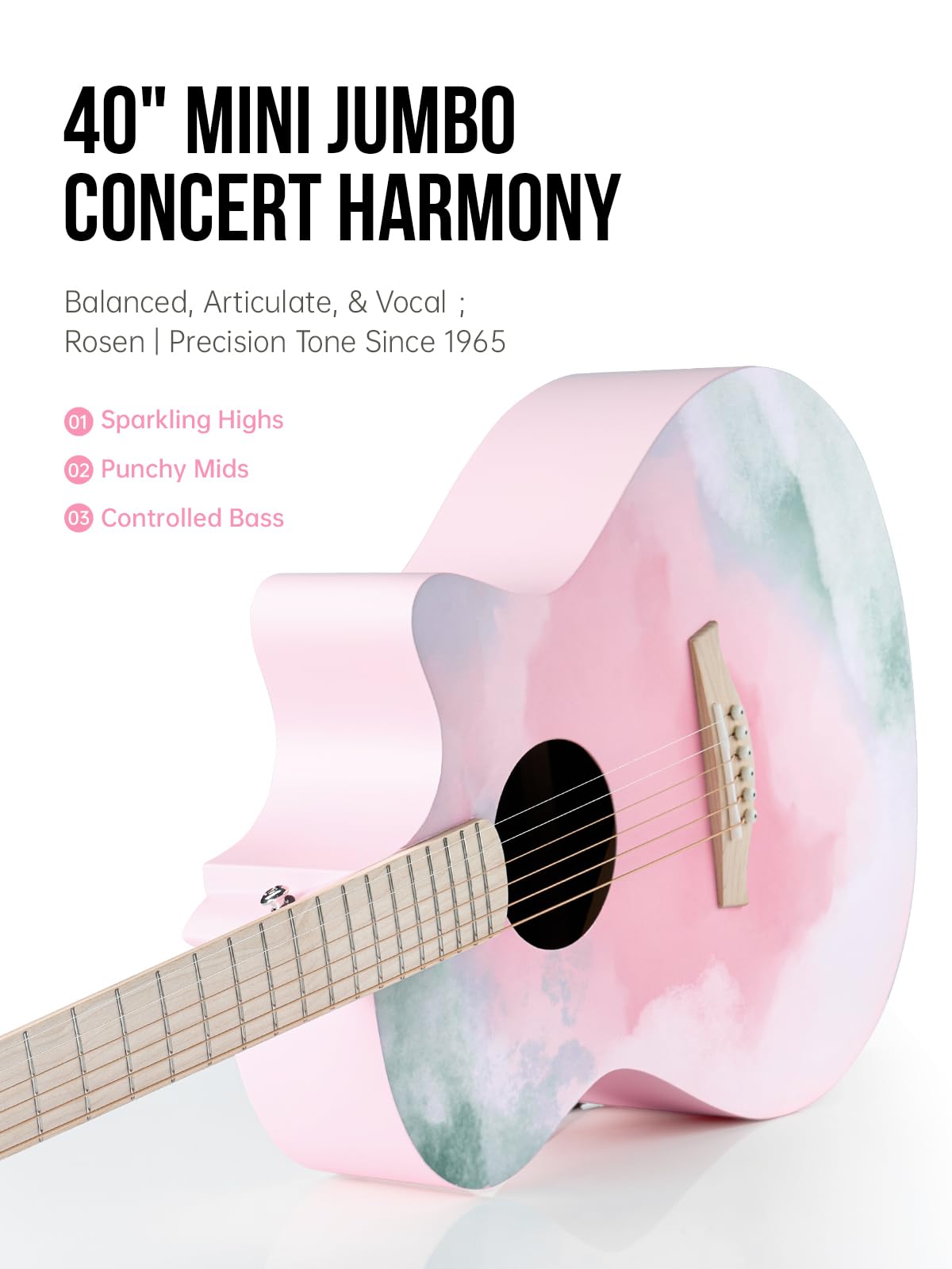 Đàn Guitar Acoustic Rosen G11A Mahogany - Neo Series, Colorful - Việt Music